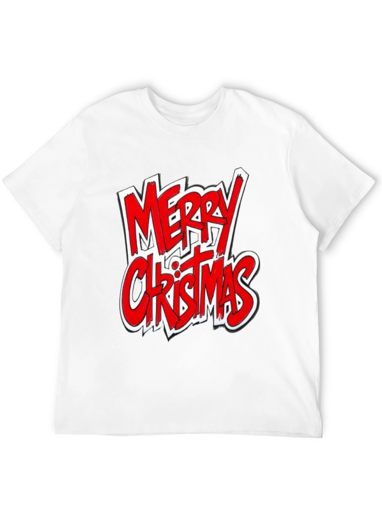 Merry Christmas Graphic Tee - Black Cotton Shirt