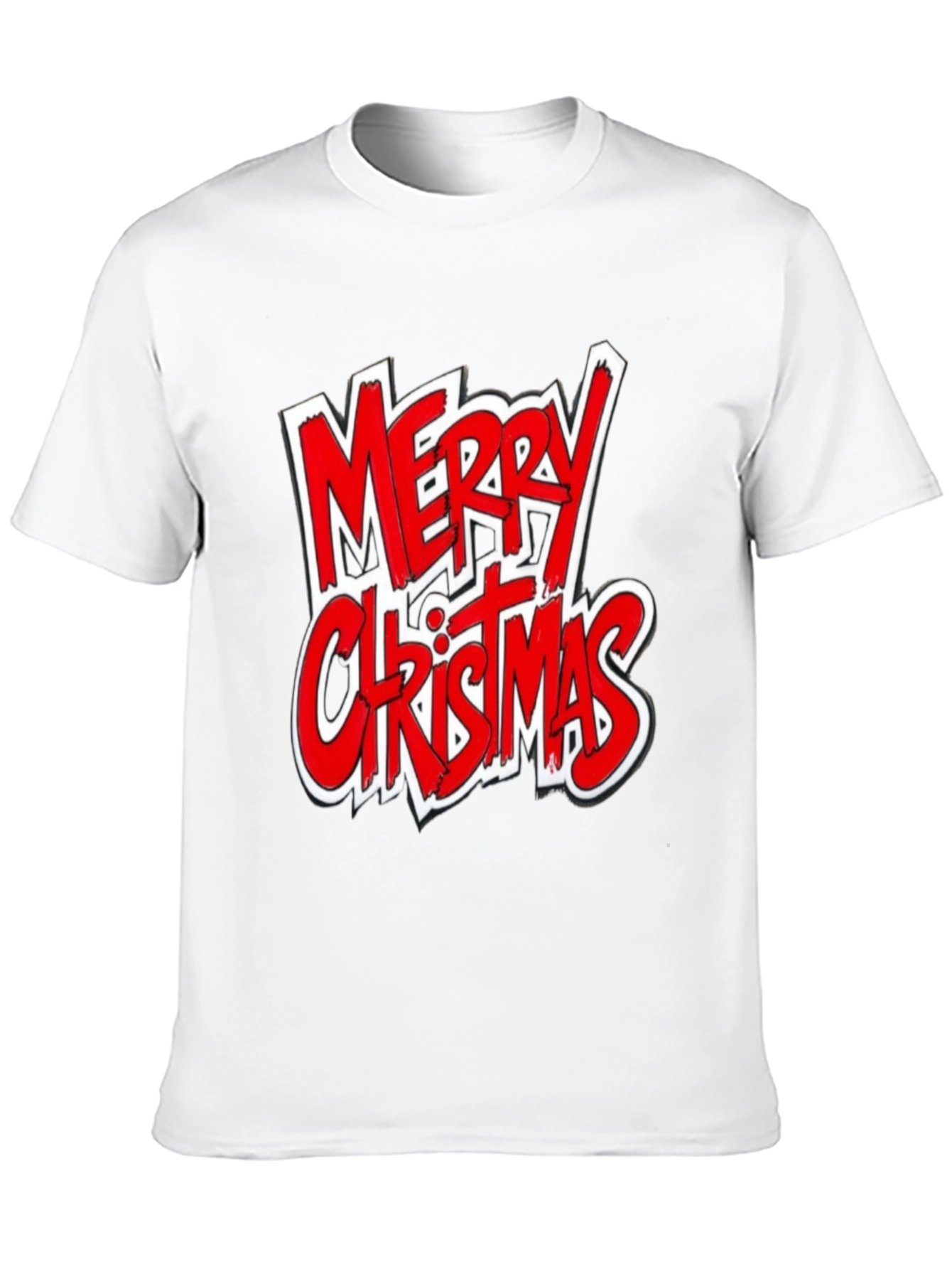 Merry Christmas Graphic Tee - Black Cotton Shirt