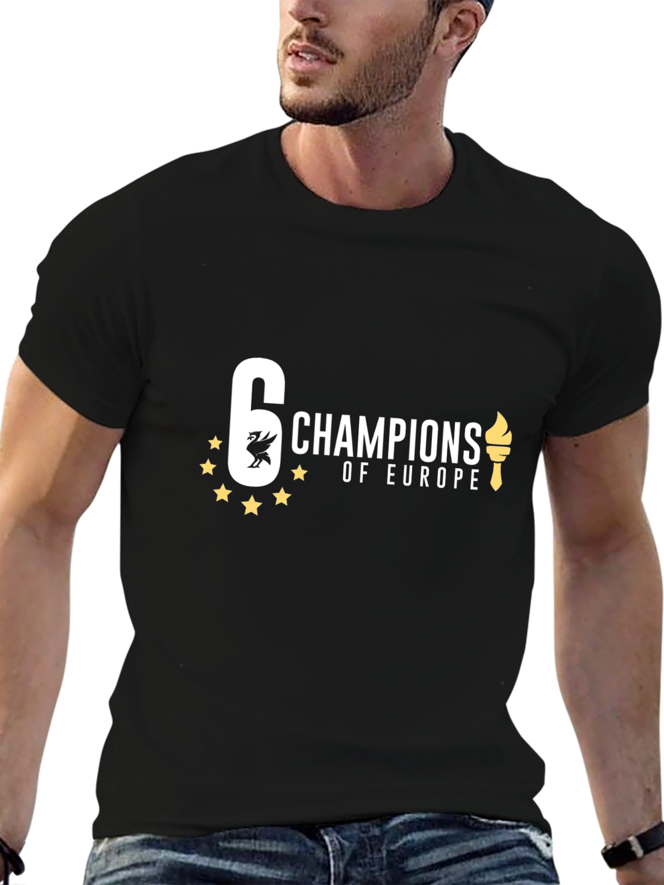 6 Times Champions of Europe Black T-Shirt