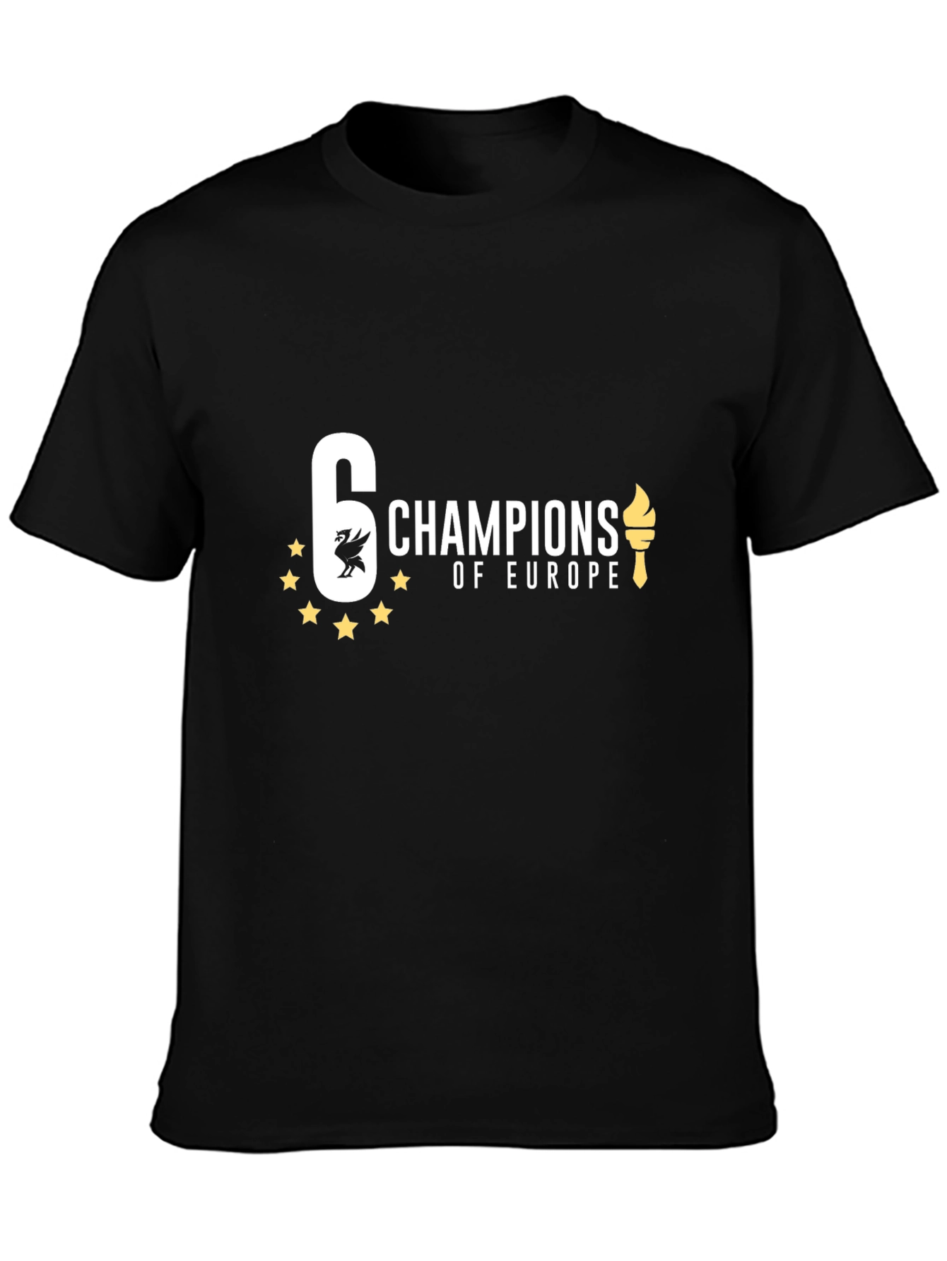 6 Times Champions of Europe Black T-Shirt