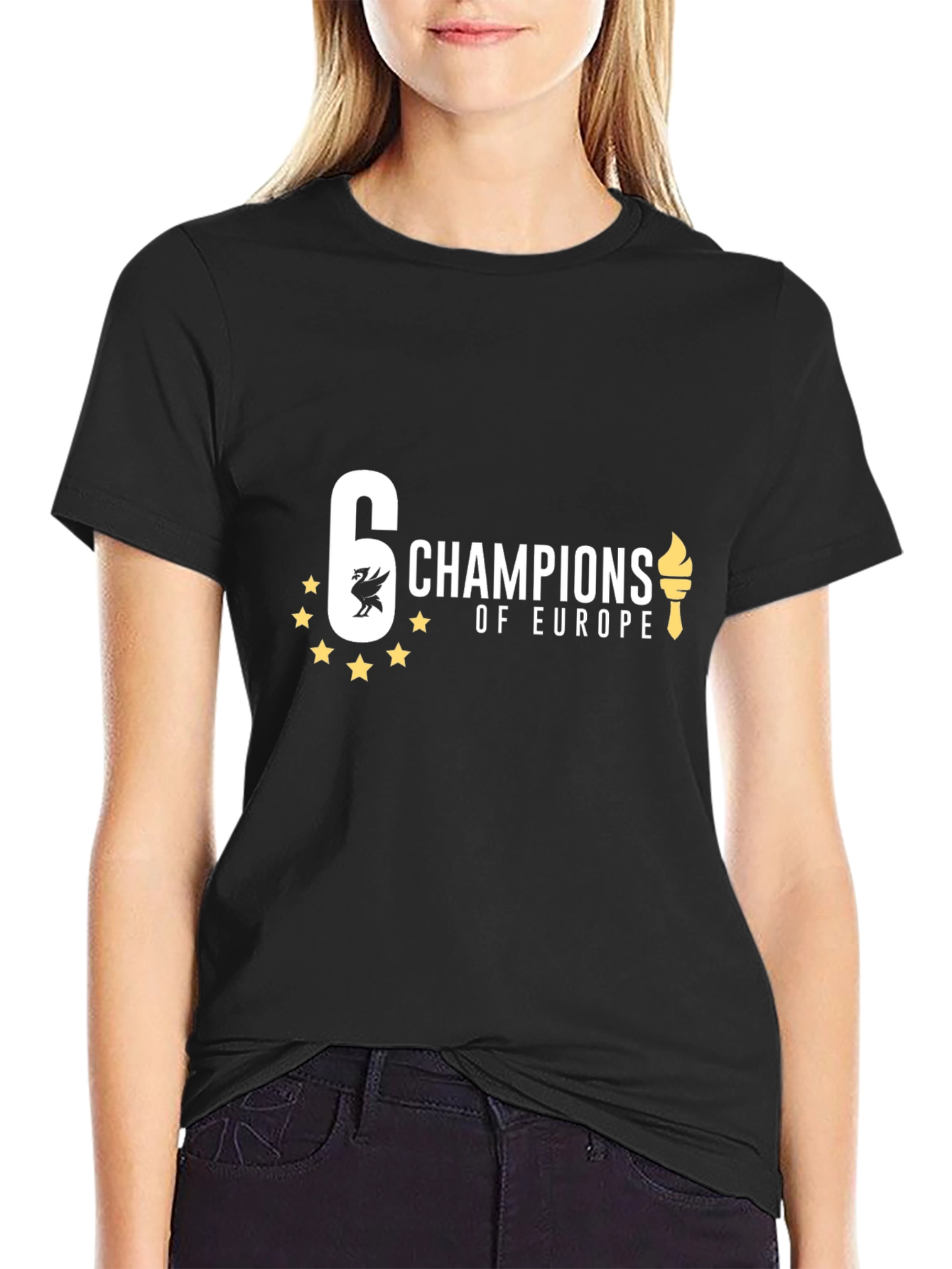 6 Times Champions of Europe Black T-Shirt