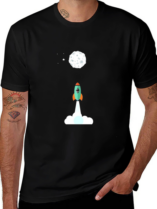 Ethereum Rocket to the Moon Black T-Shirt