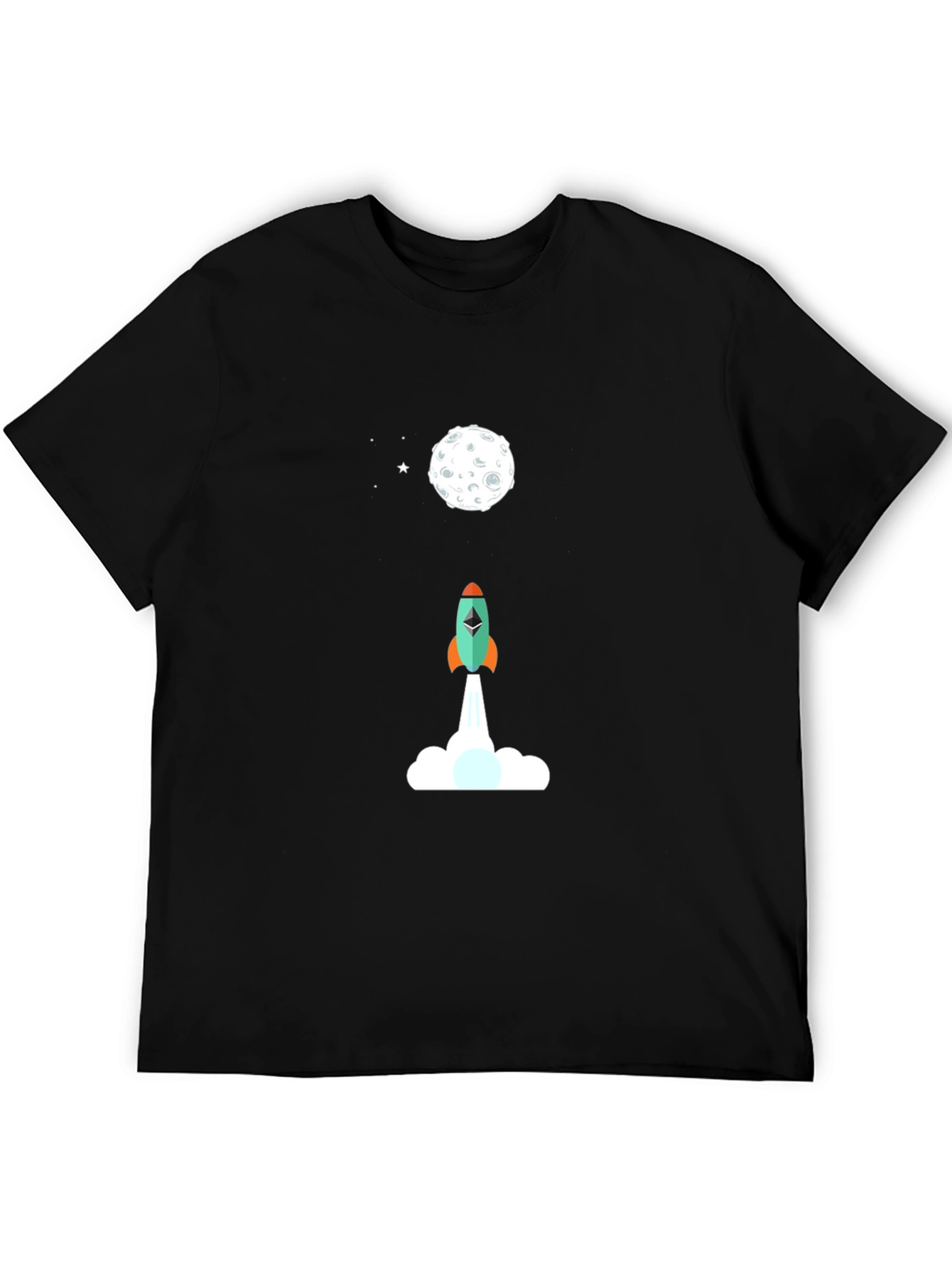 Ethereum Rocket to the Moon Black T-Shirt