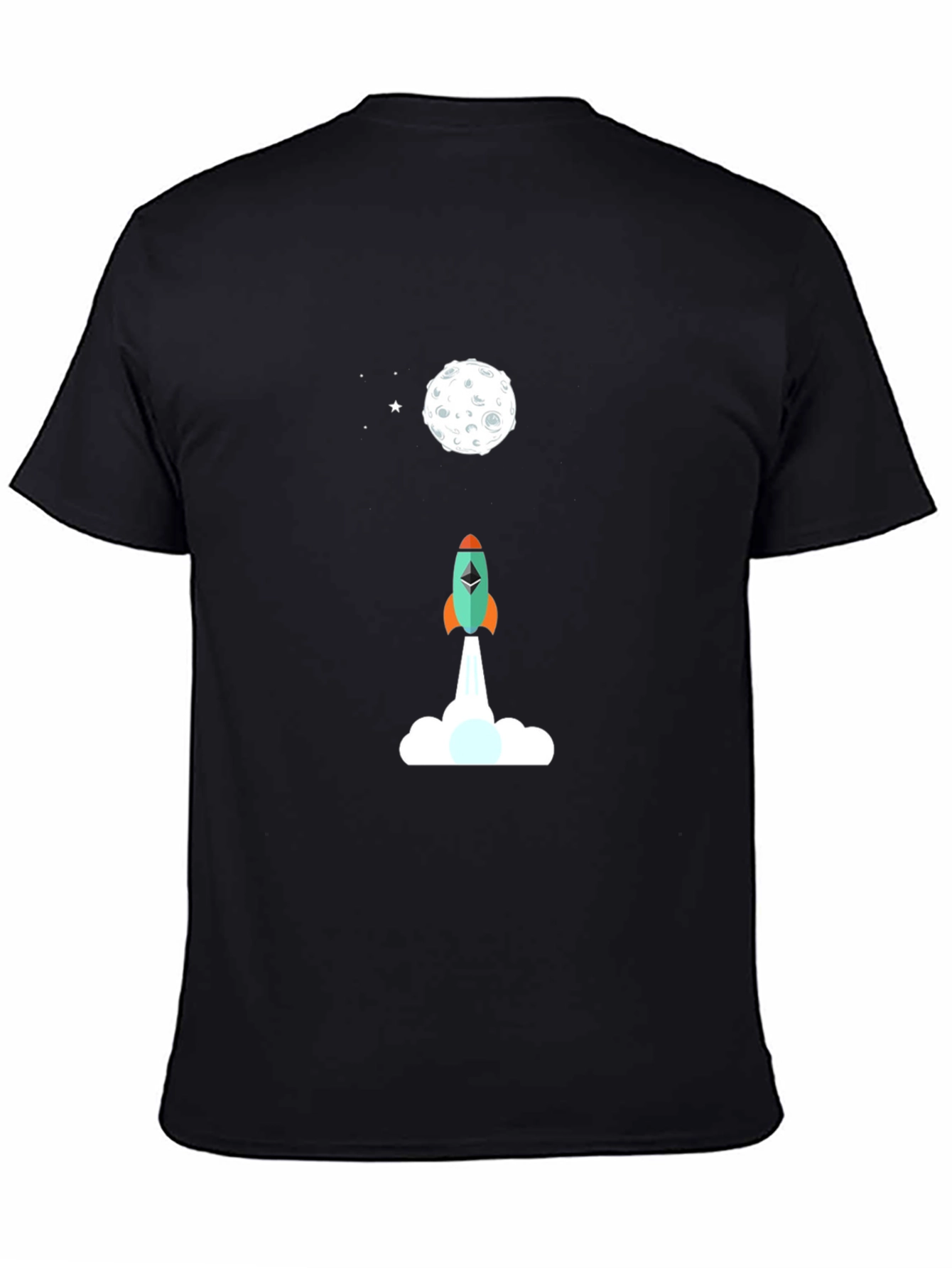 Ethereum Rocket to the Moon Black T-Shirt