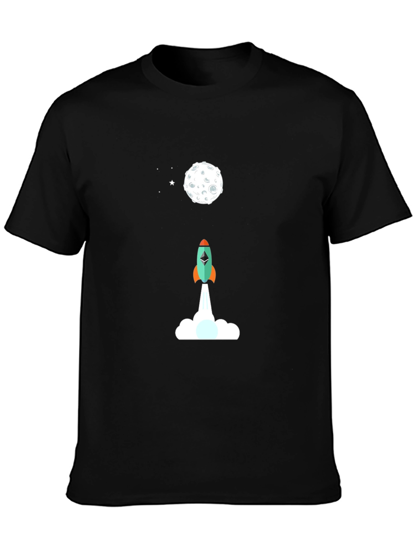 Ethereum Rocket to the Moon Black T-Shirt