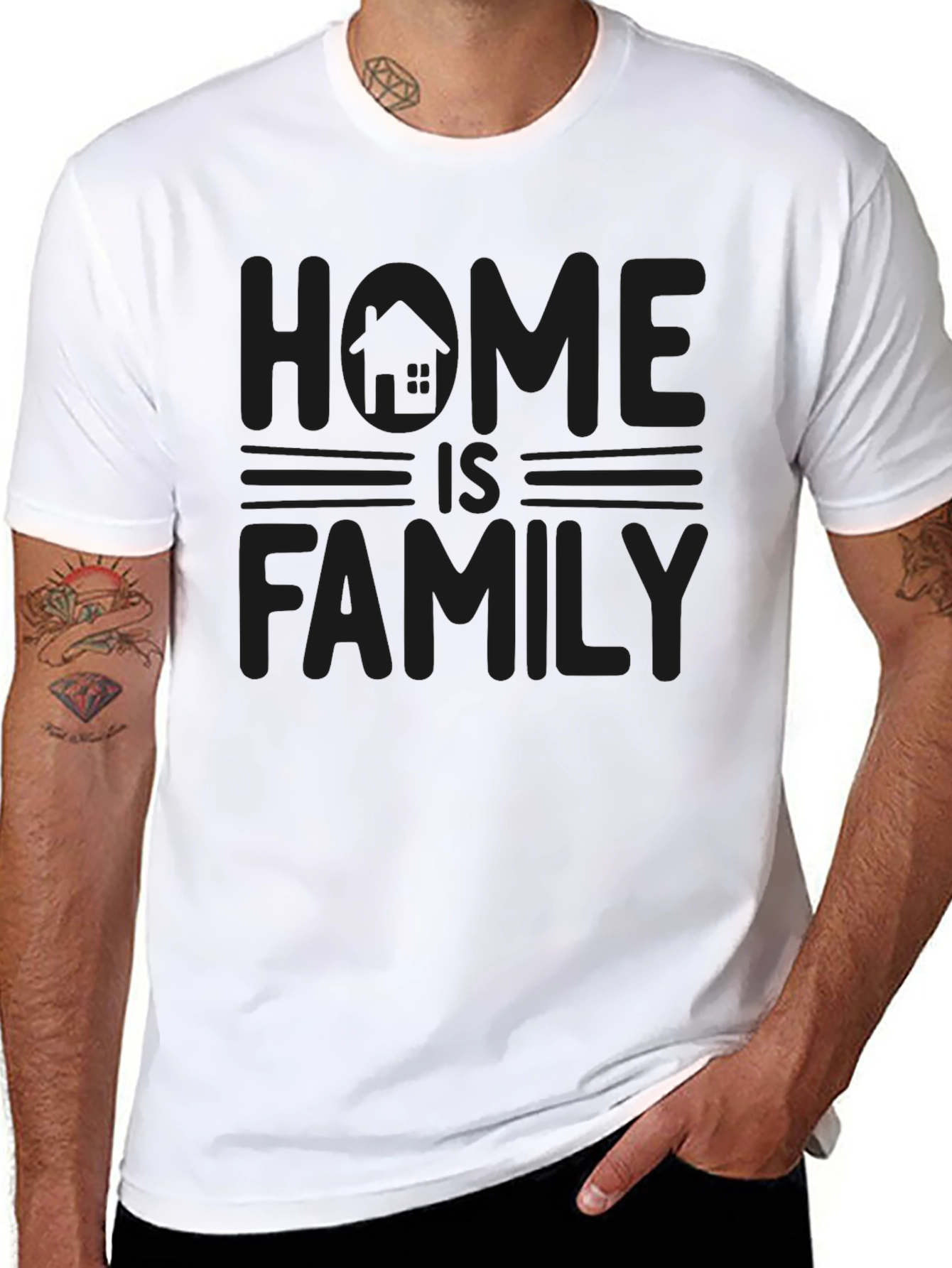 Home Is Family Black Graphic T-Shirt