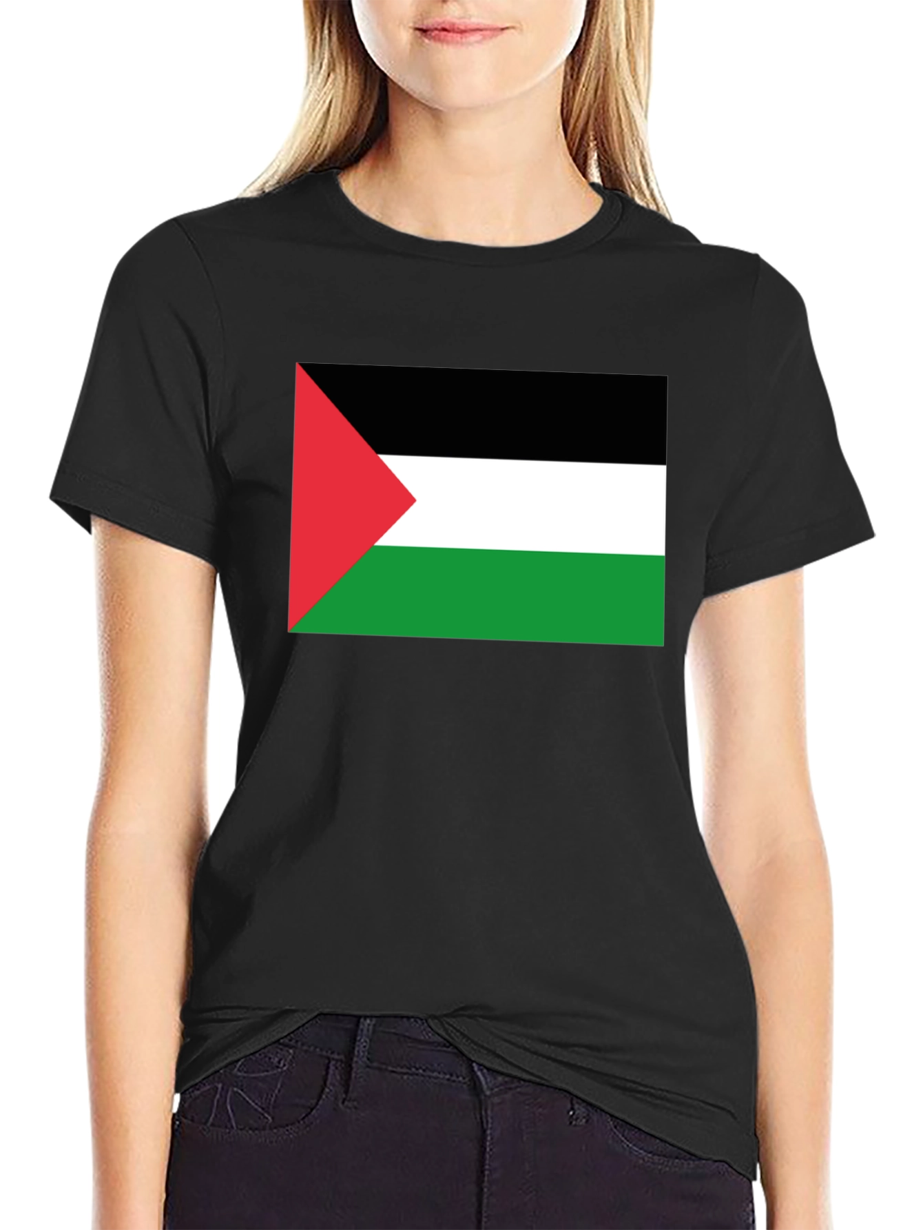 Palestine Flag T-Shirt - Black Short Sleeve