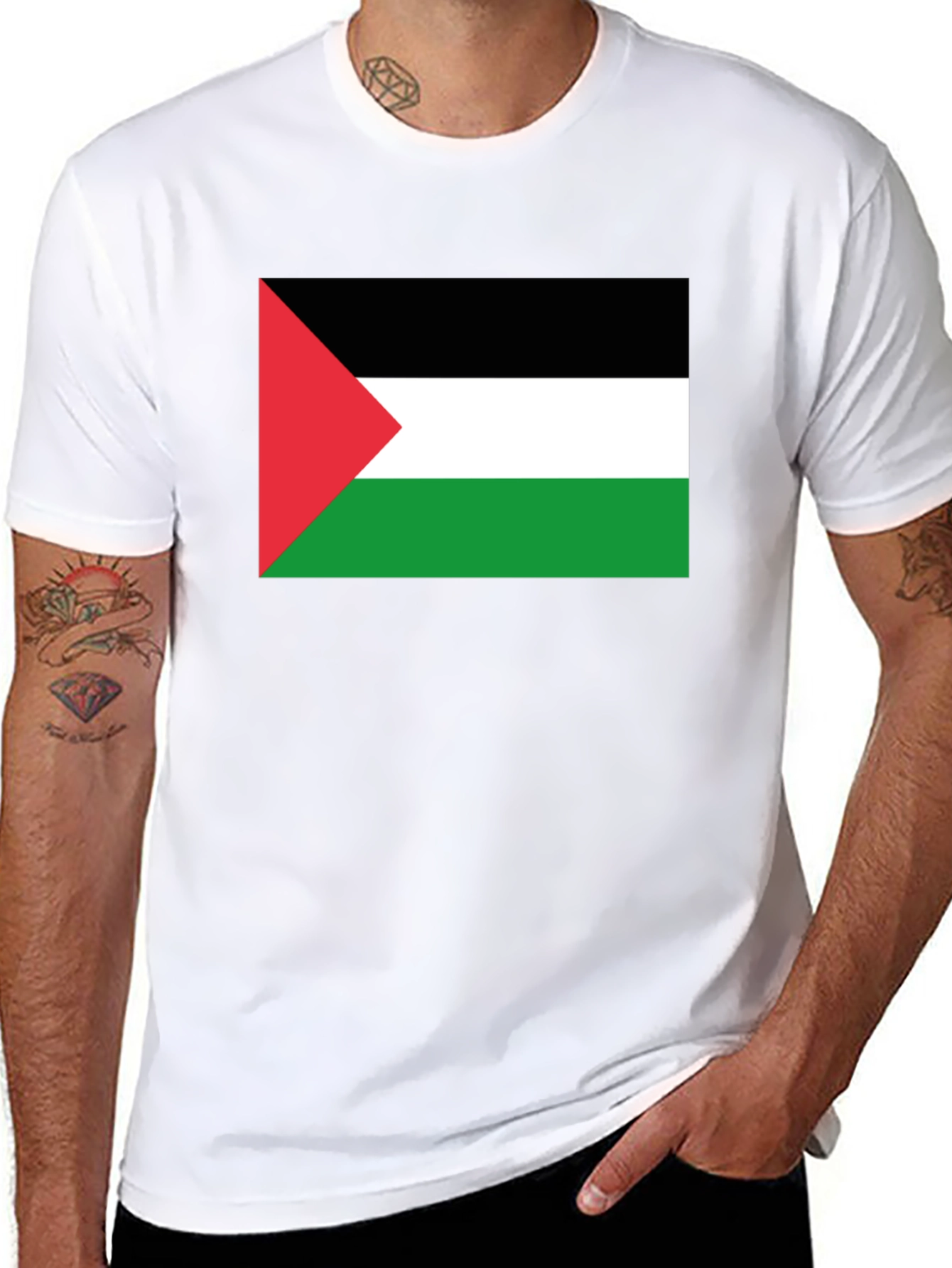 Palestine Flag T-Shirt - Black Short Sleeve