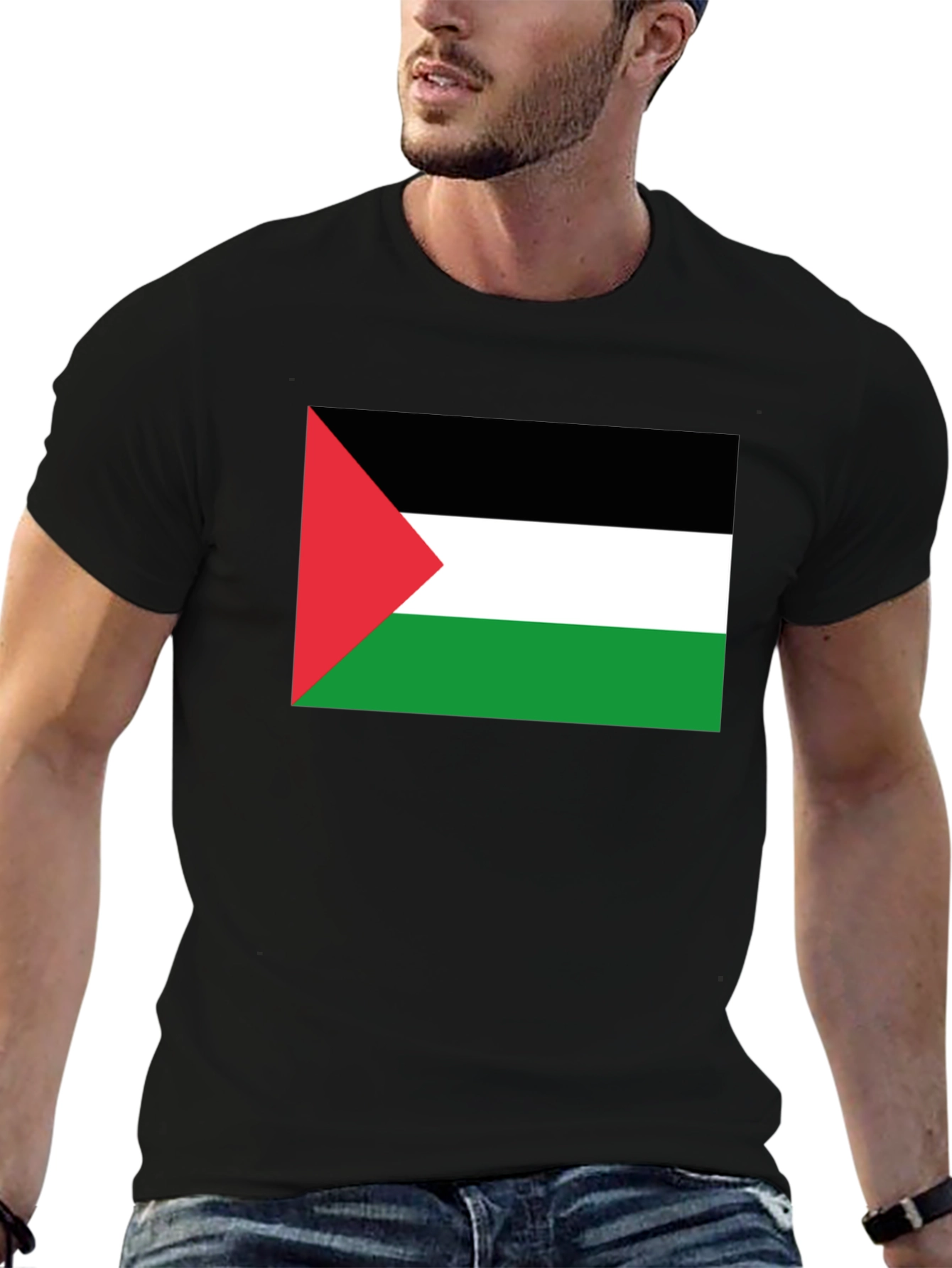 Palestine Flag T-Shirt - Black Short Sleeve