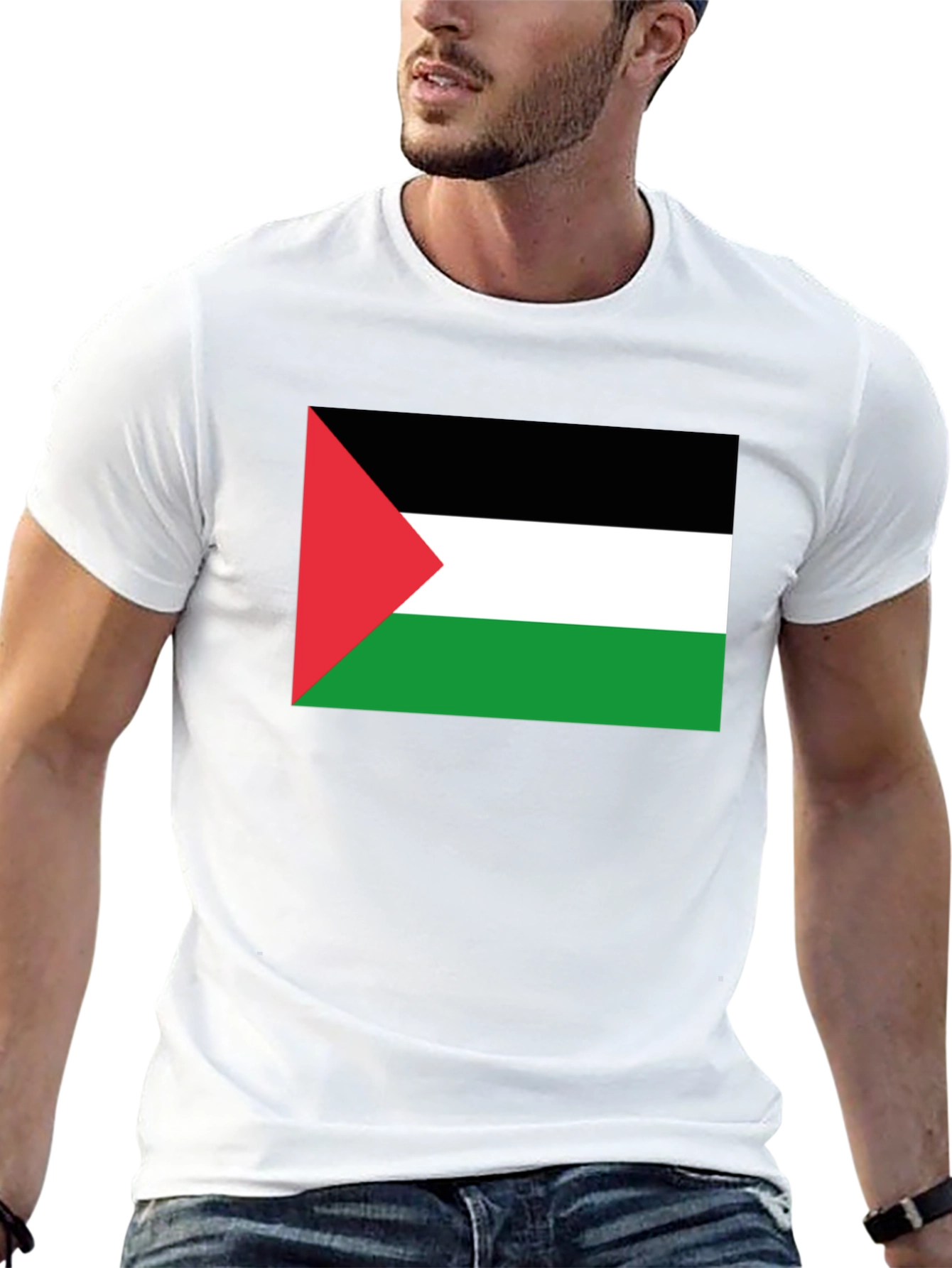 Palestine Flag T-Shirt - Black Short Sleeve