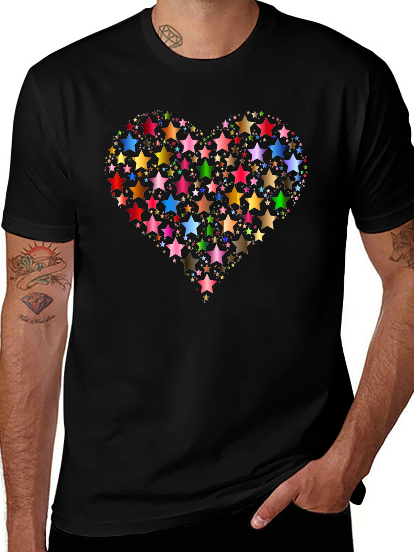 Star Heart Black T-Shirt Graphic Tee