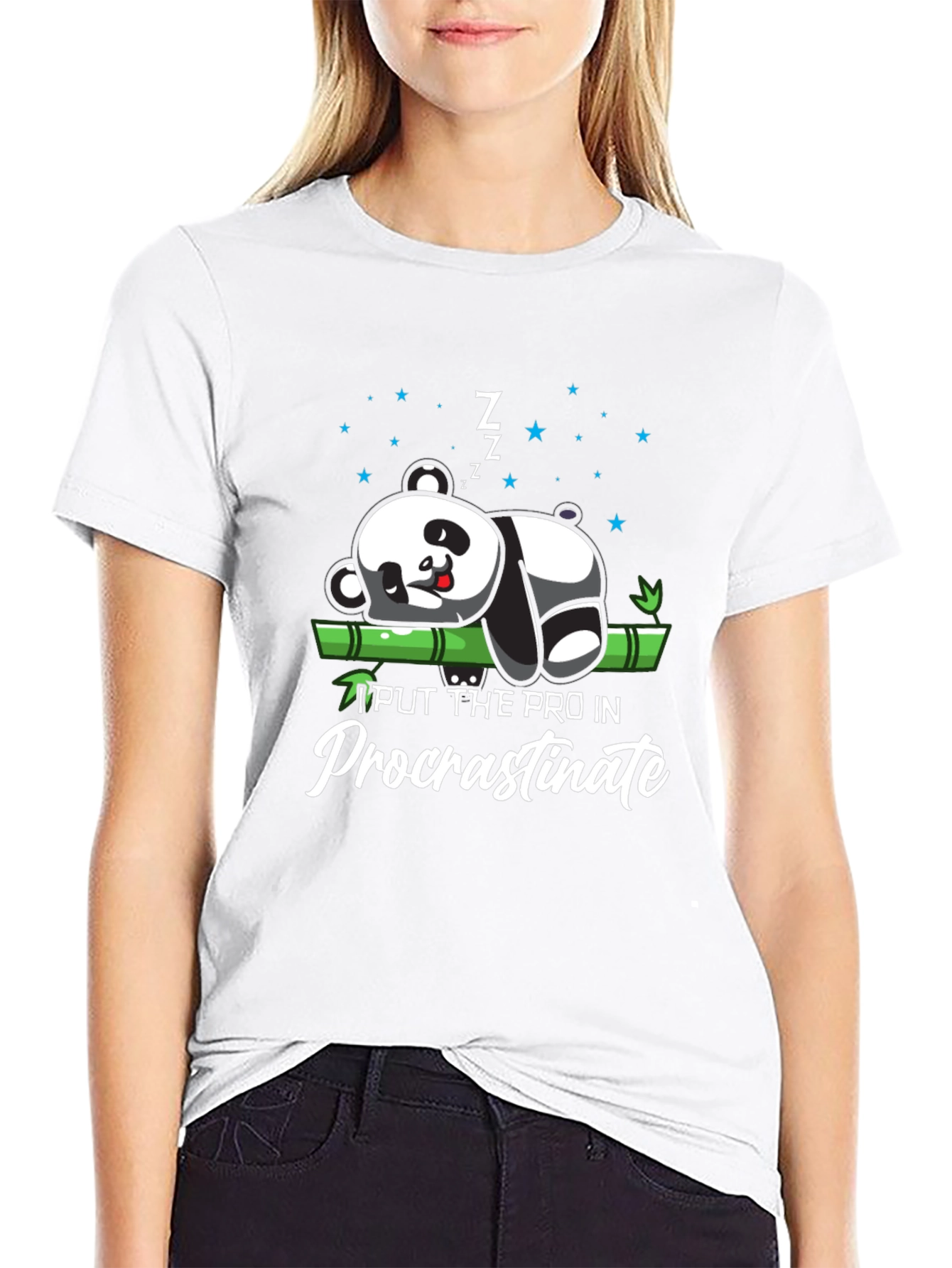 Procrastinating Panda Black T-Shirt