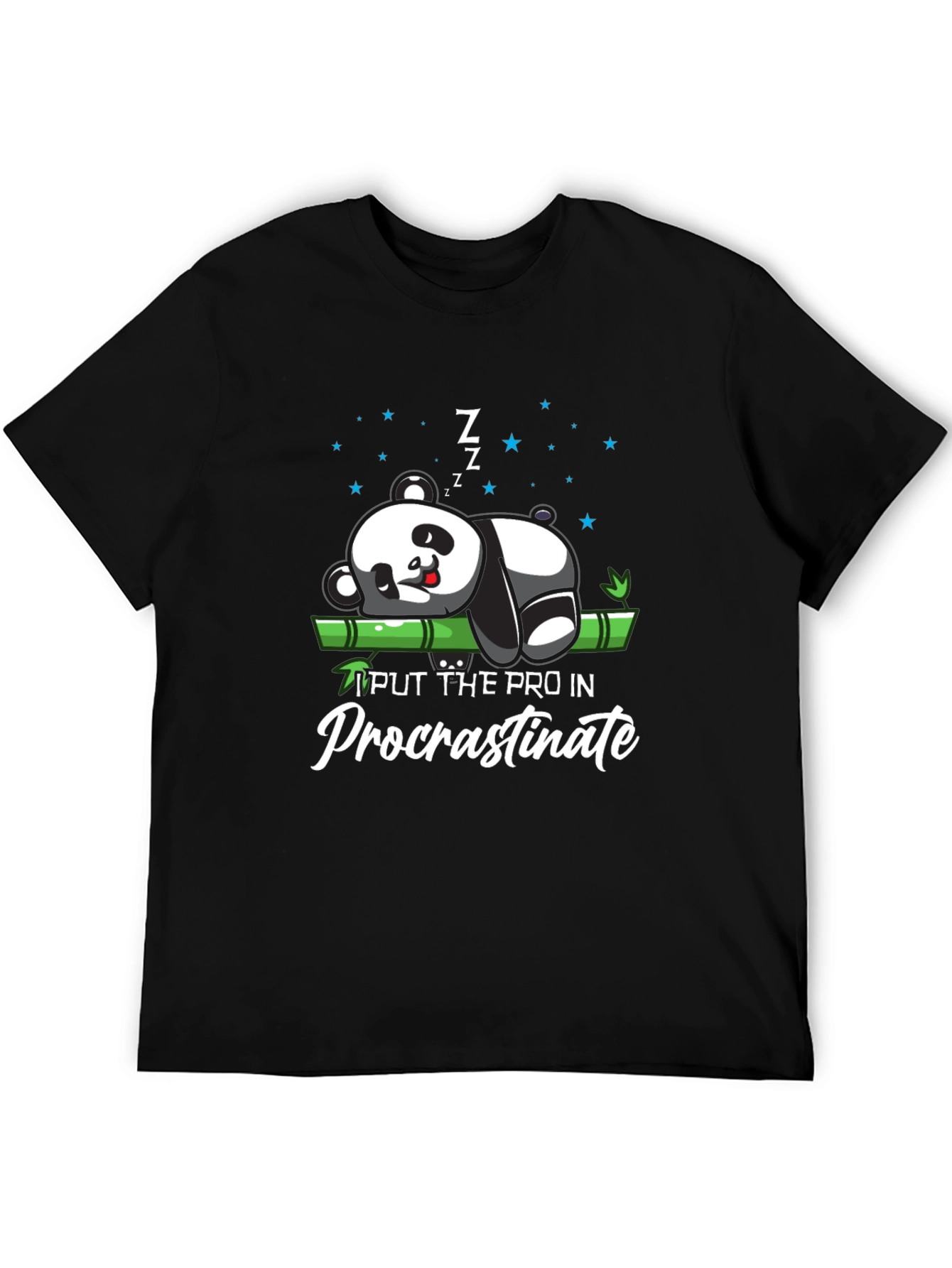 Procrastinating Panda Black T-Shirt
