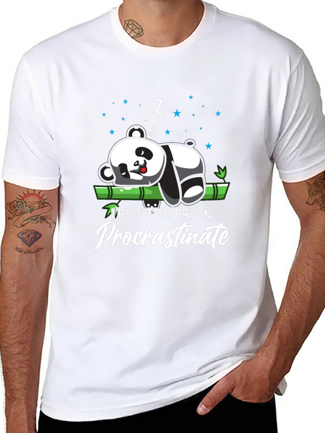 Procrastinating Panda Black T-Shirt