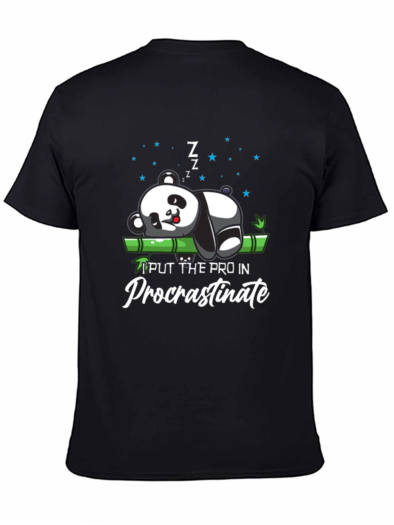Procrastinating Panda Black T-Shirt