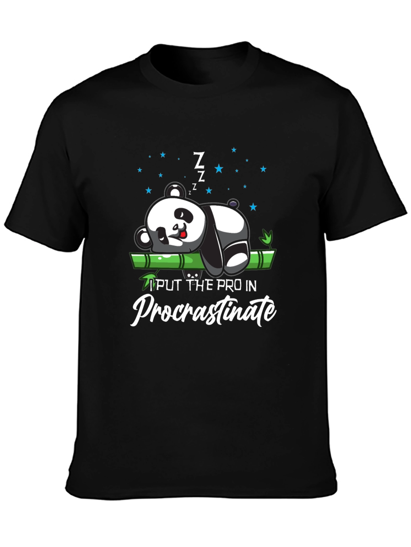 Procrastinating Panda Black T-Shirt