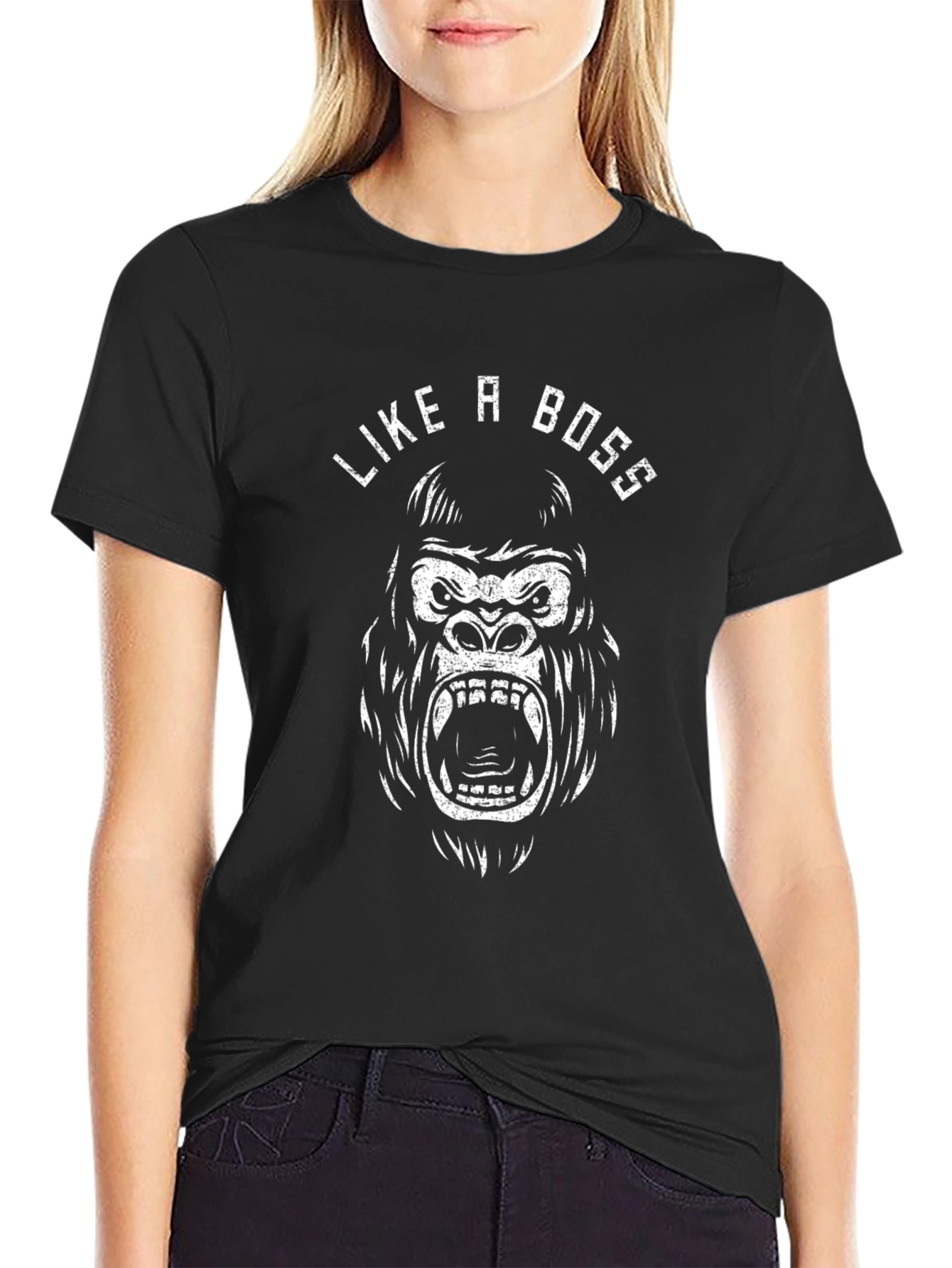 Like A Boss Gorilla Graphic Tee - Black