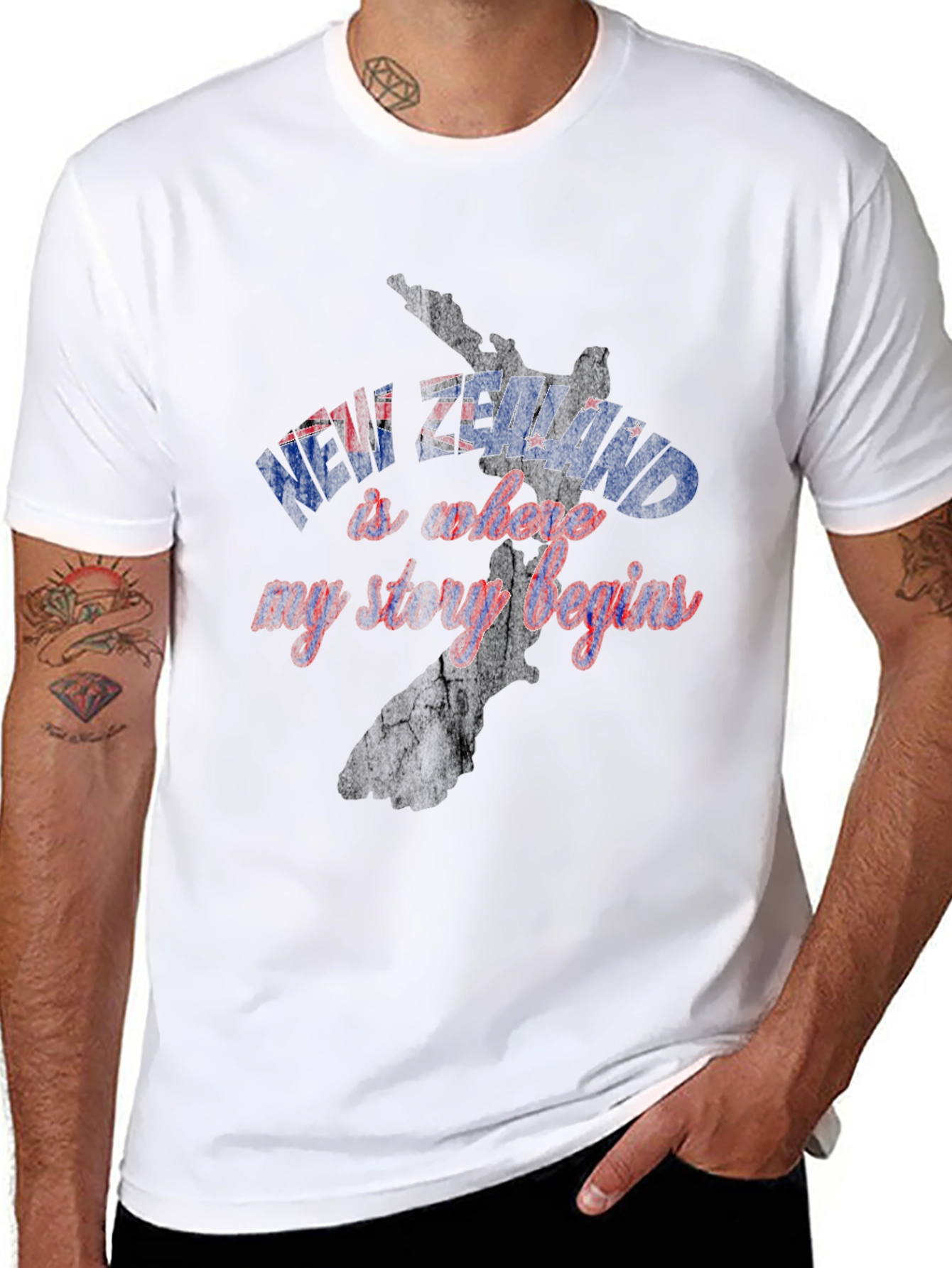 New Zealand Story Begins Black Graphic Tee