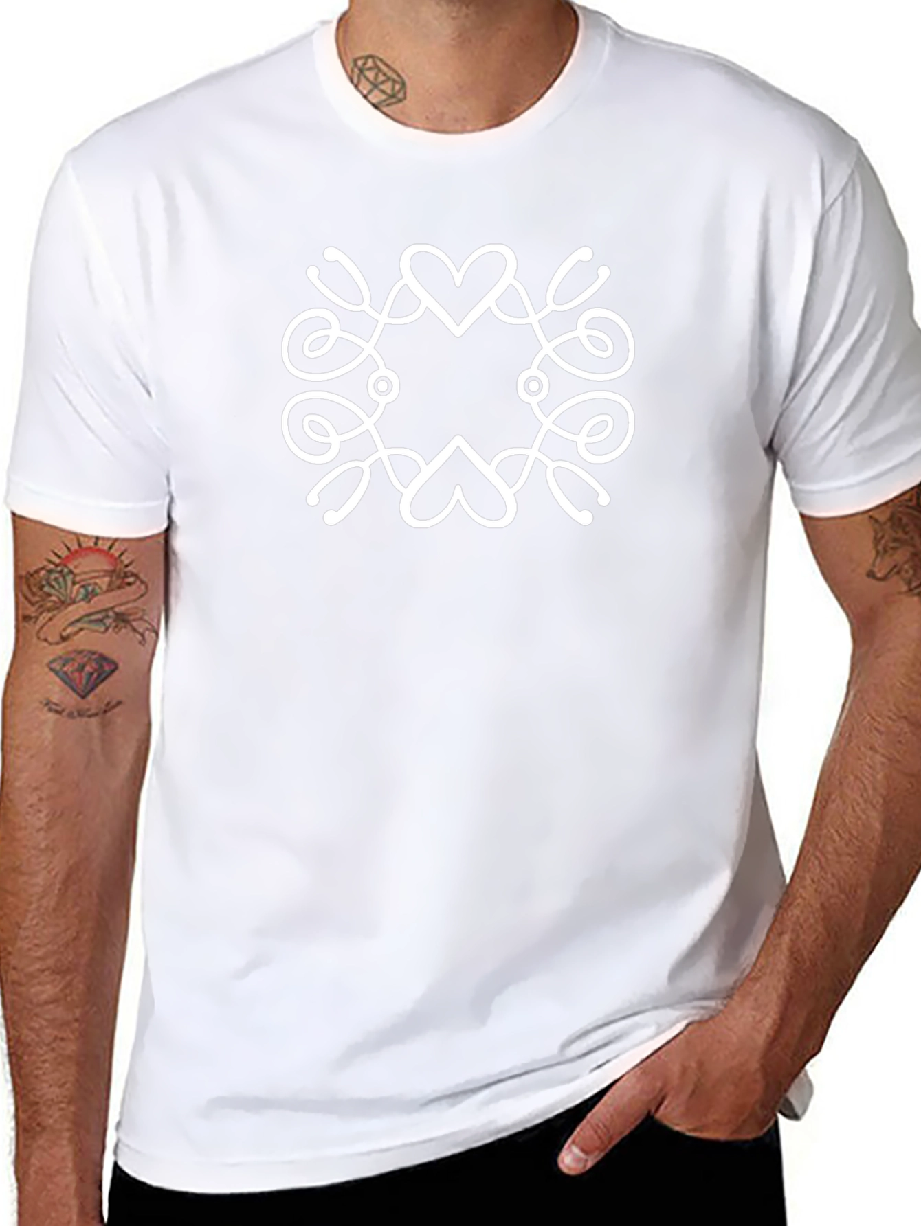 Heart & Stethoscope Graphic Tee - Black Cotton T-Shirt