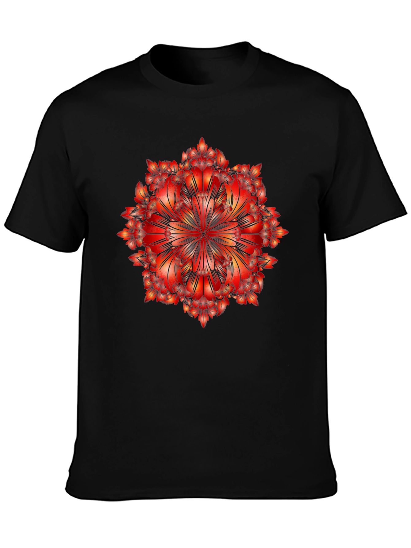 Geometric Mandala Graphic Tee - Bold Black T-Shirt