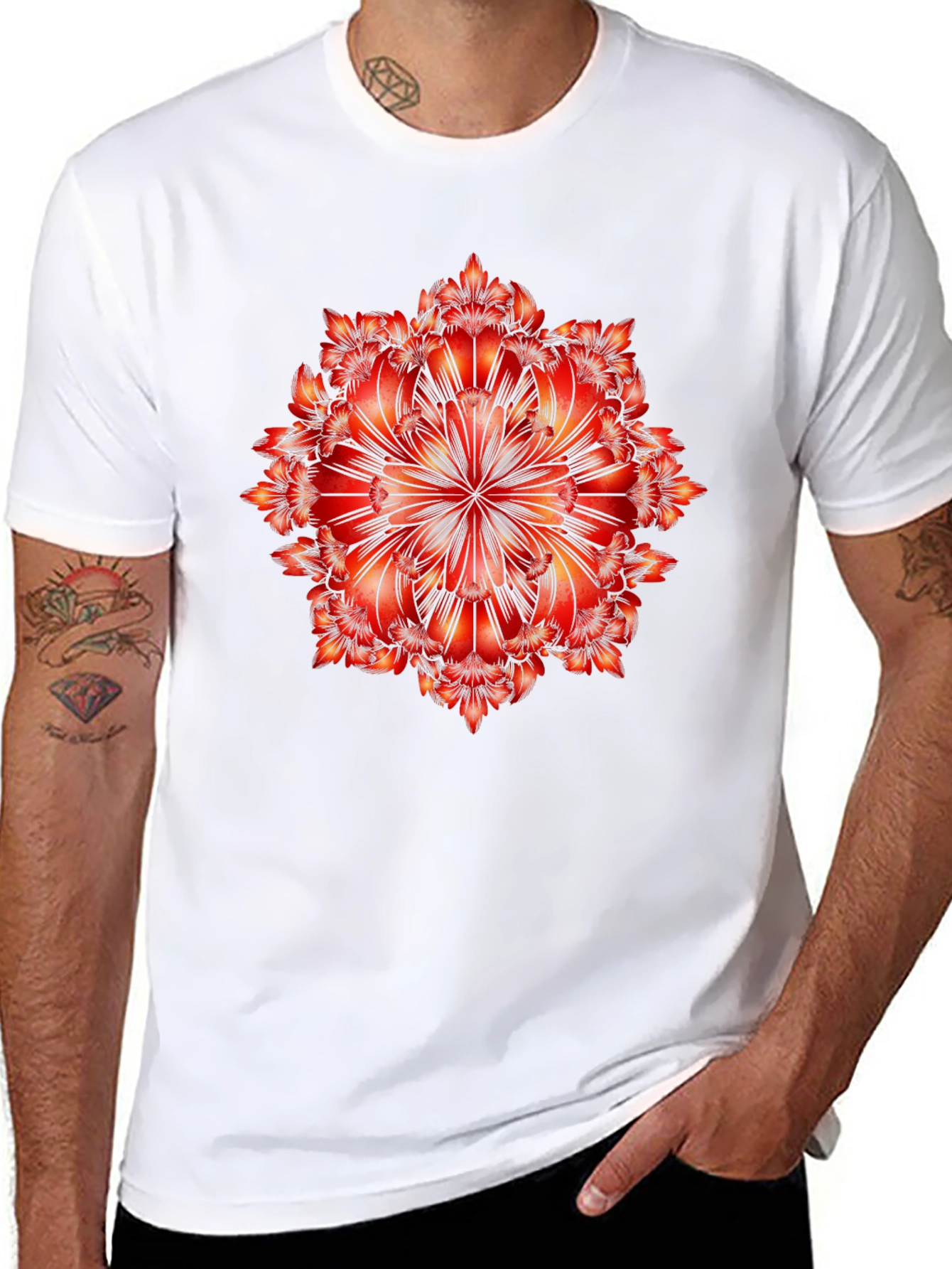 Geometric Mandala Graphic Tee - Bold Black T-Shirt