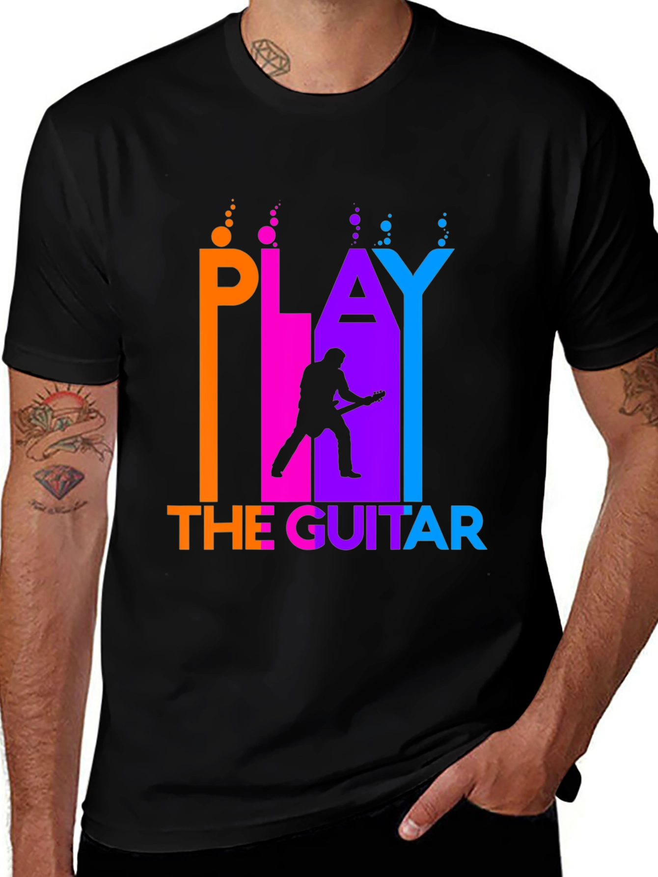 Play The Guitar Black Graphic Tee
