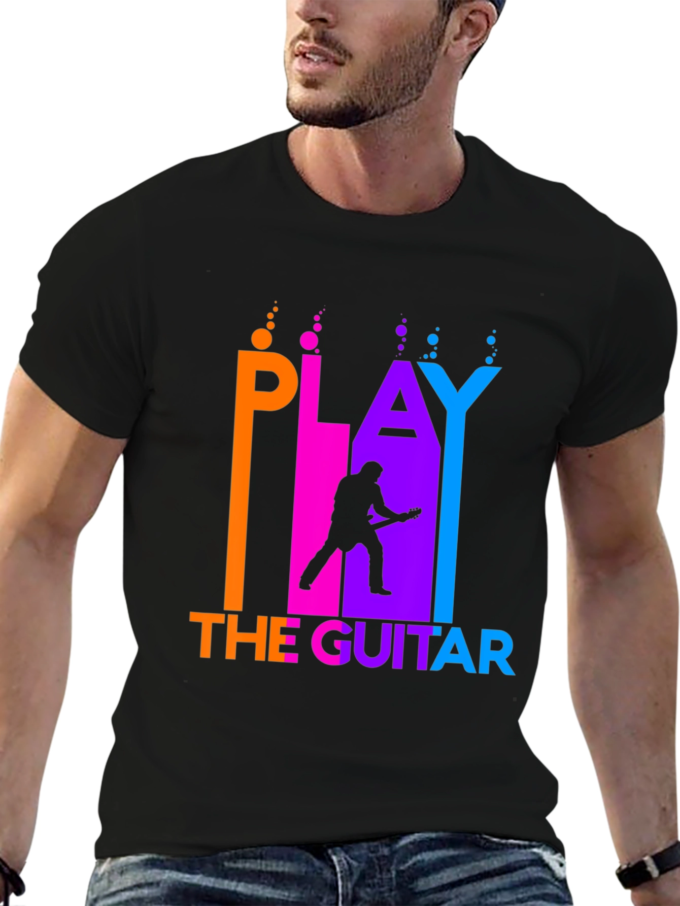 Play The Guitar Black Graphic Tee