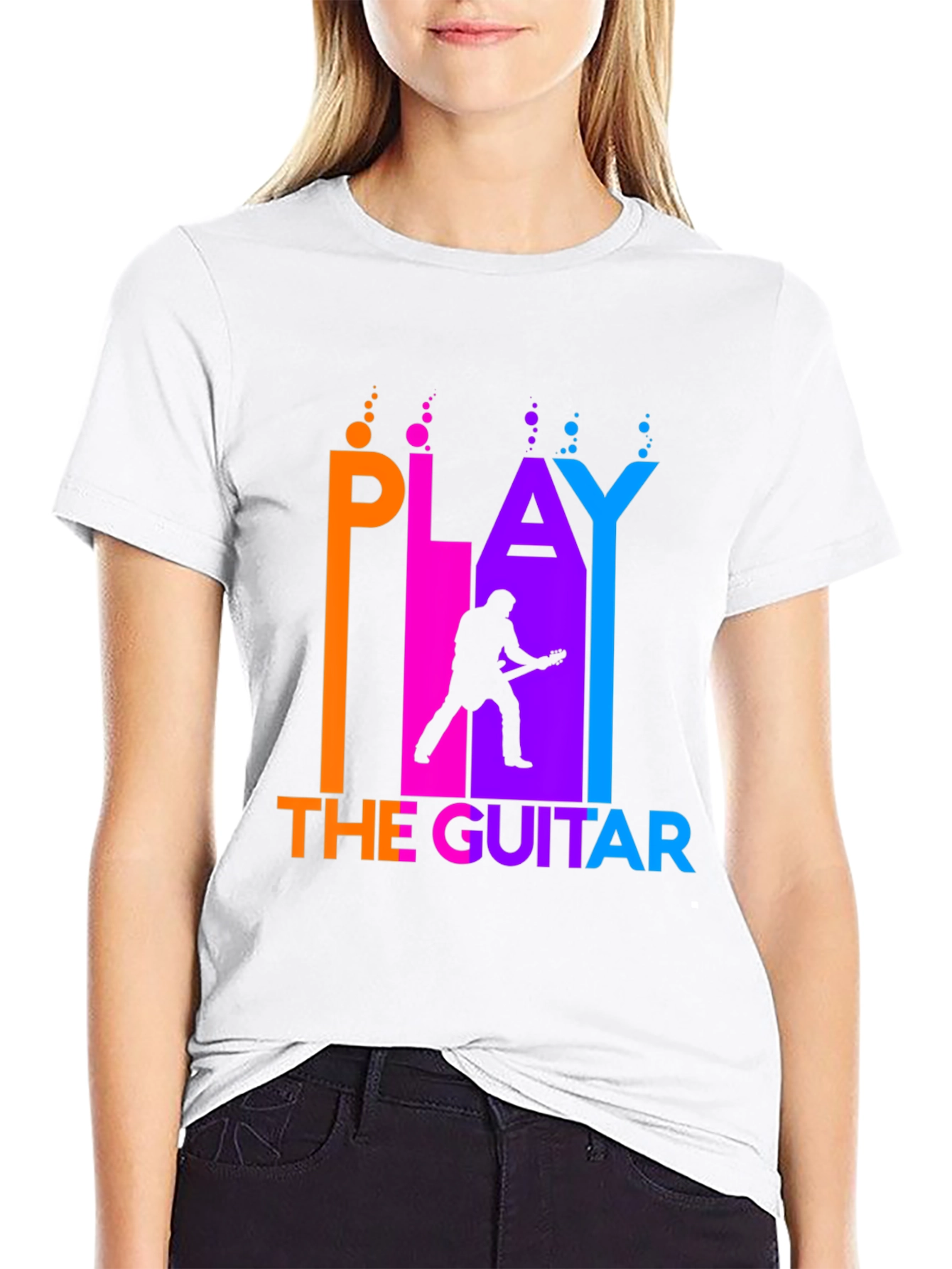 Play The Guitar Black Graphic Tee