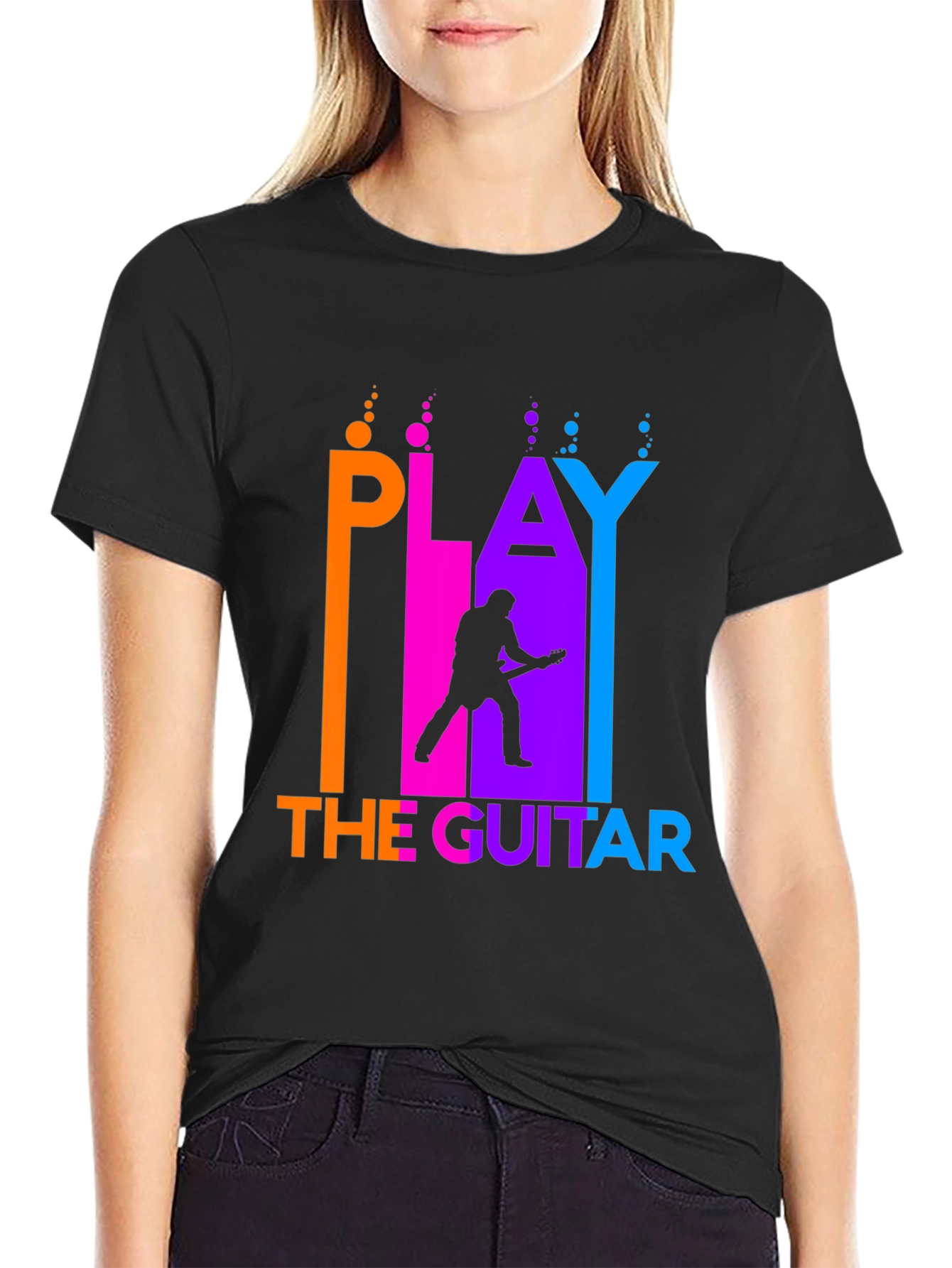 Play The Guitar Black Graphic Tee
