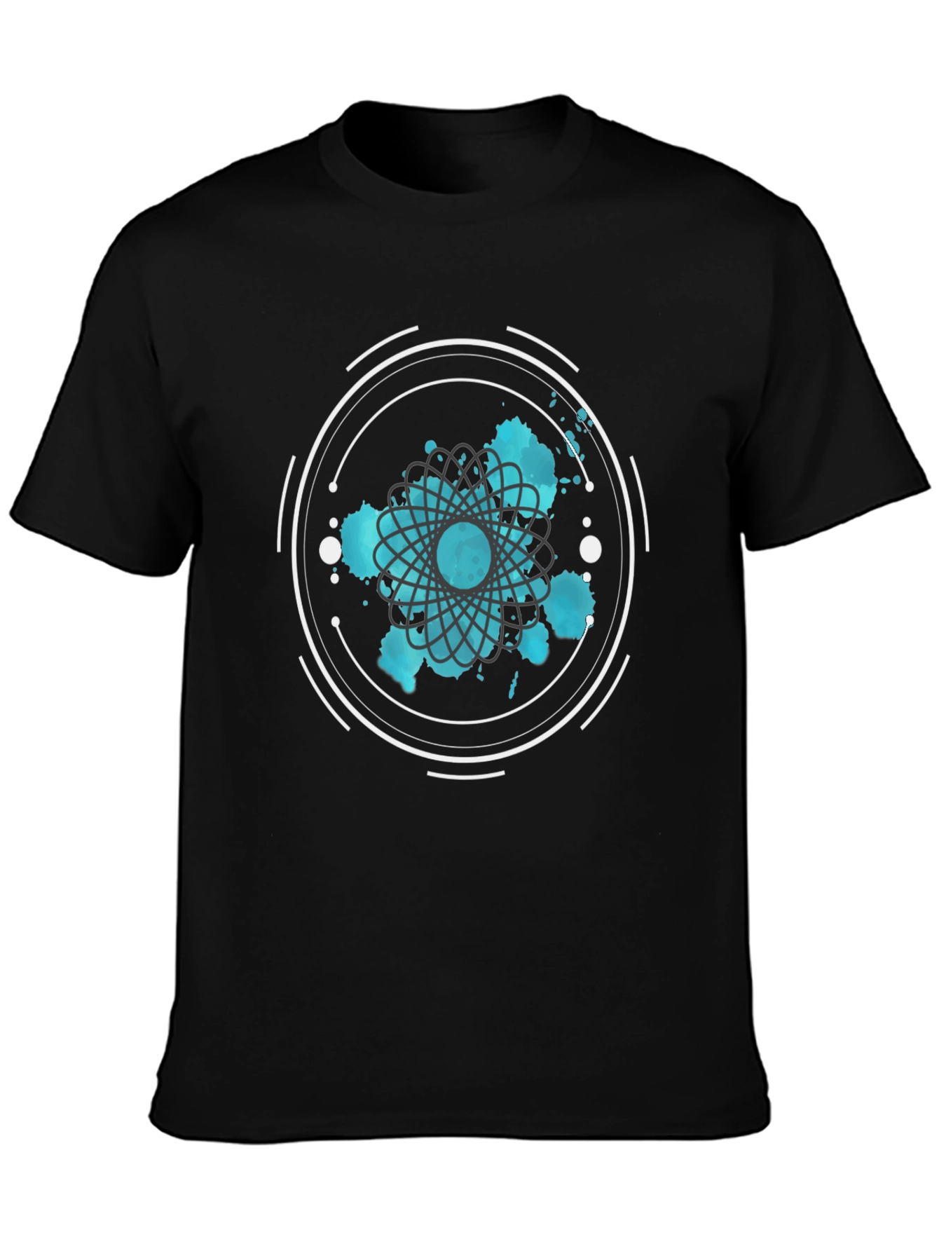 Abstract Graphic Tee - Round Design in Teal