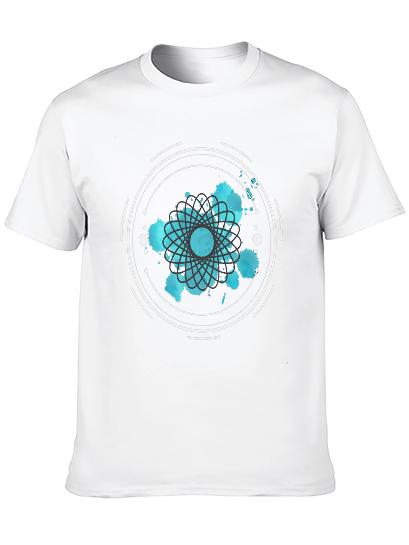 Abstract Graphic Tee - Round Design in Teal