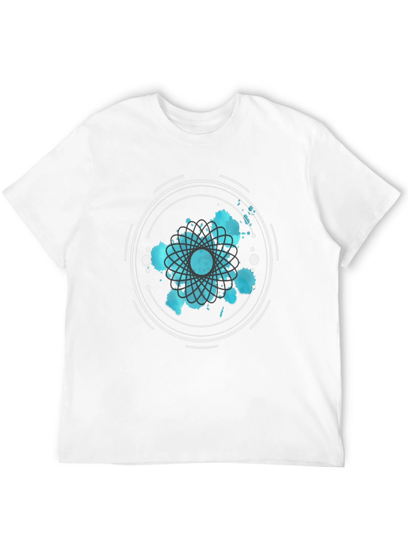 Abstract Graphic Tee - Round Design in Teal