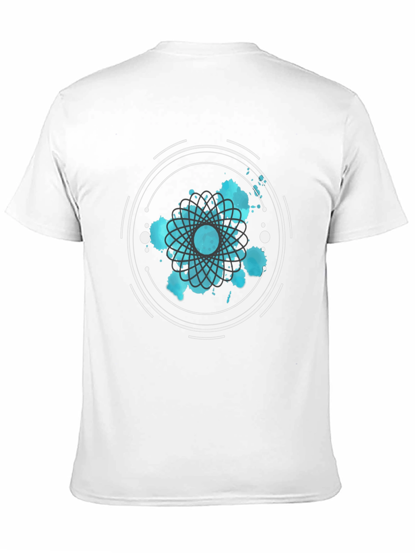 Abstract Graphic Tee - Round Design in Teal