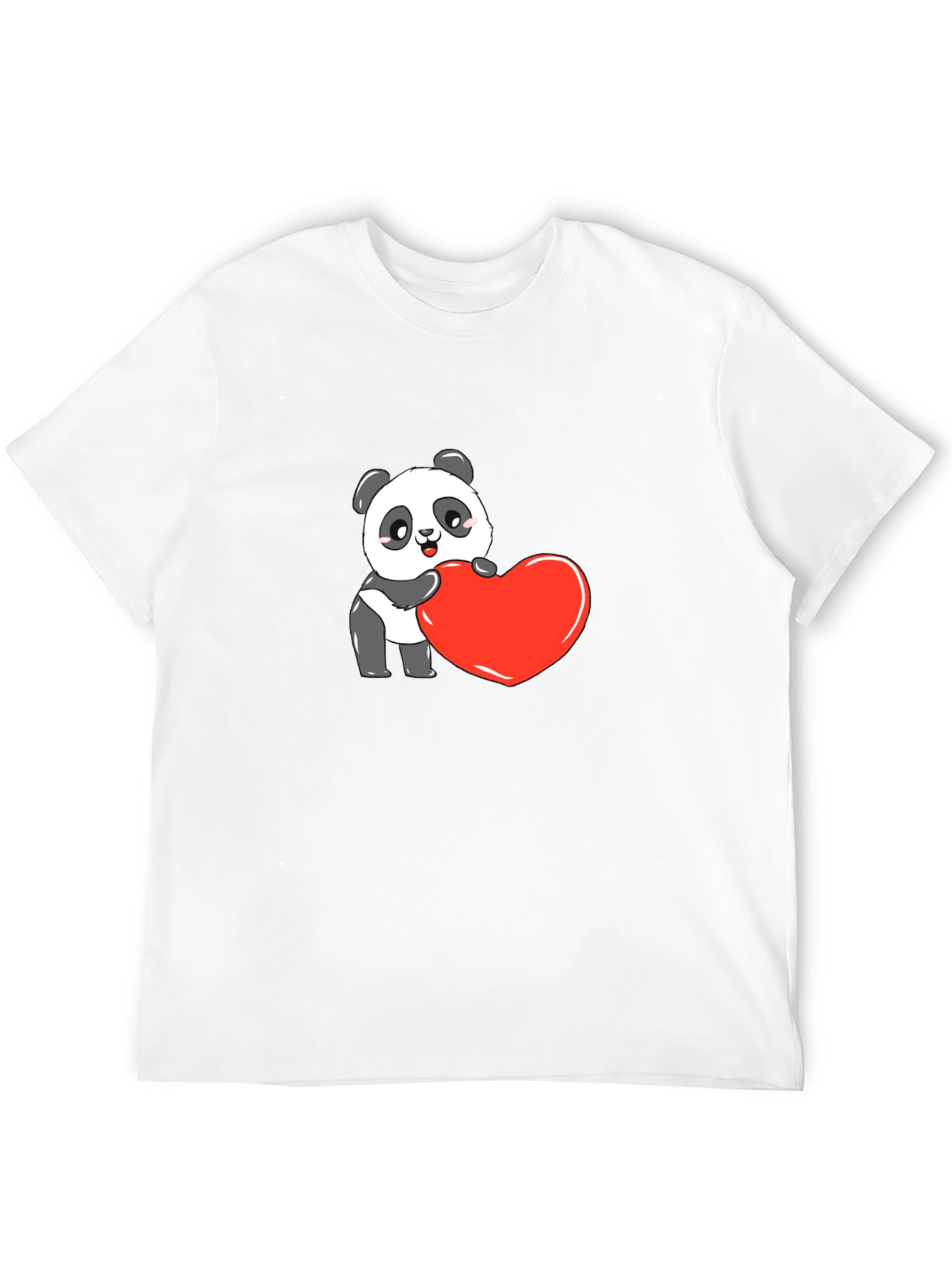Cute Panda Heart Graphic Black Tee