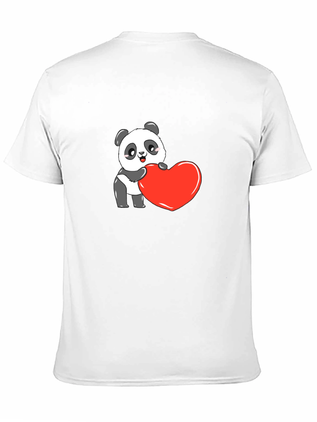 Cute Panda Heart Graphic Black Tee