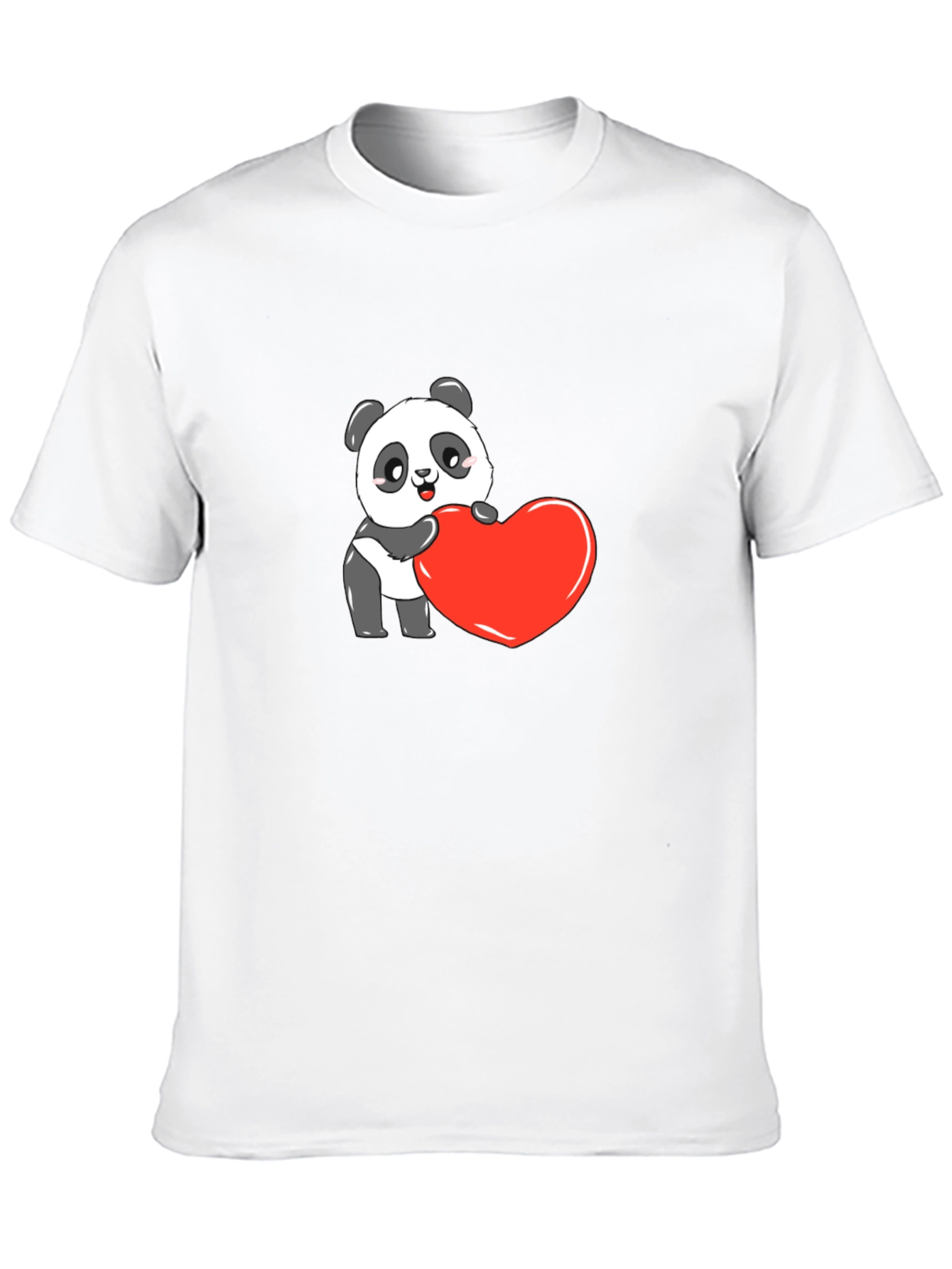Cute Panda Heart Graphic Black Tee
