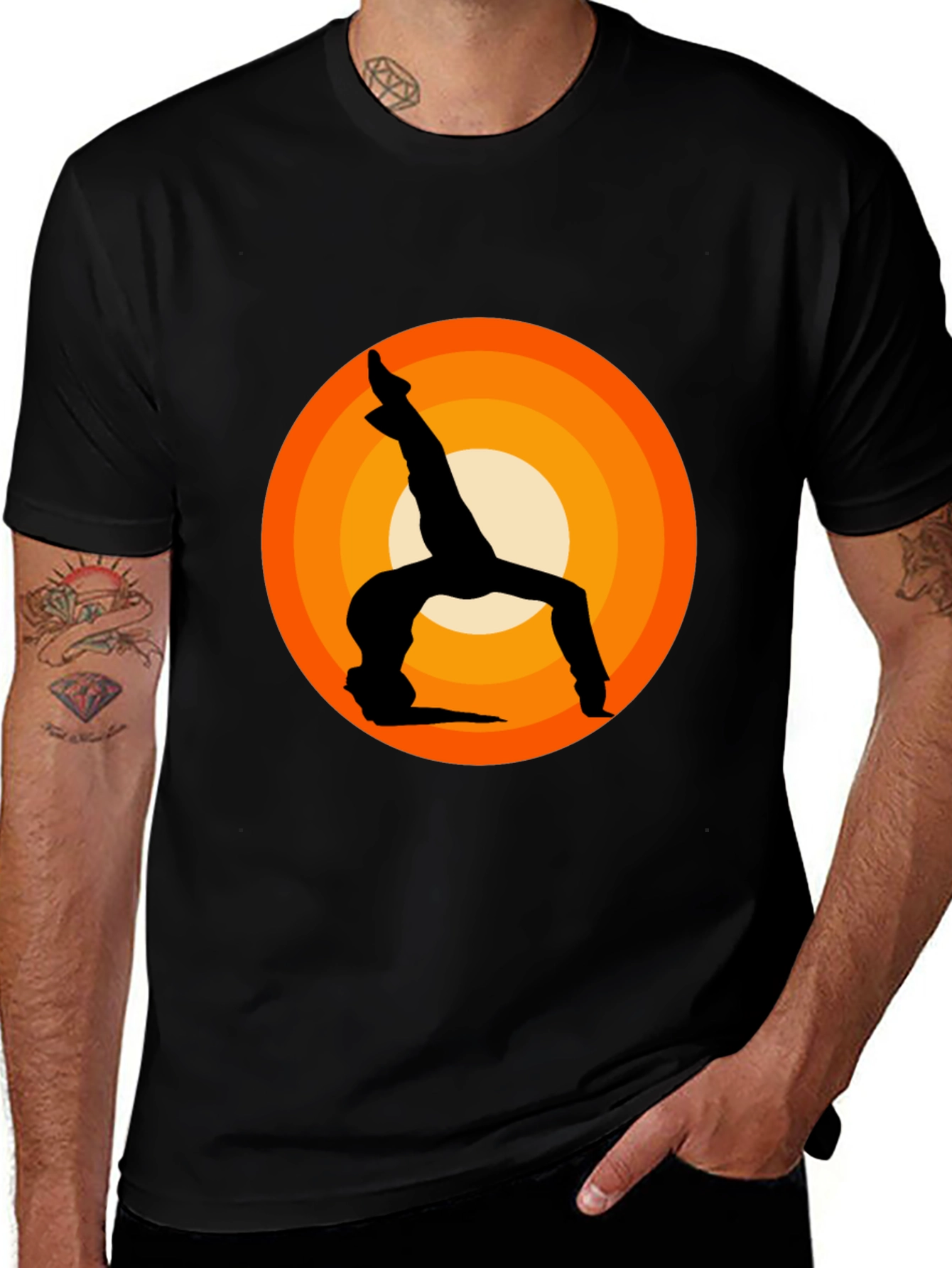Yoga Silhouette Graphic Tee - Black Cotton Blend