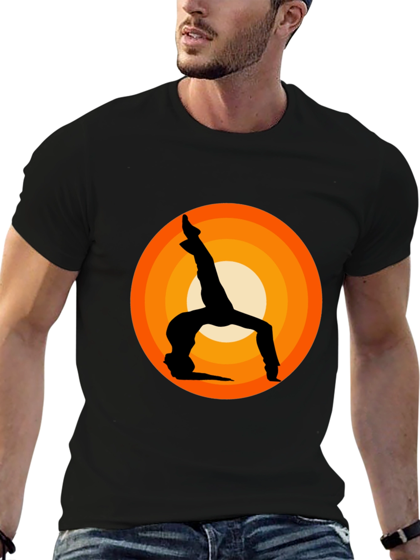 Yoga Silhouette Graphic Tee - Black Cotton Blend