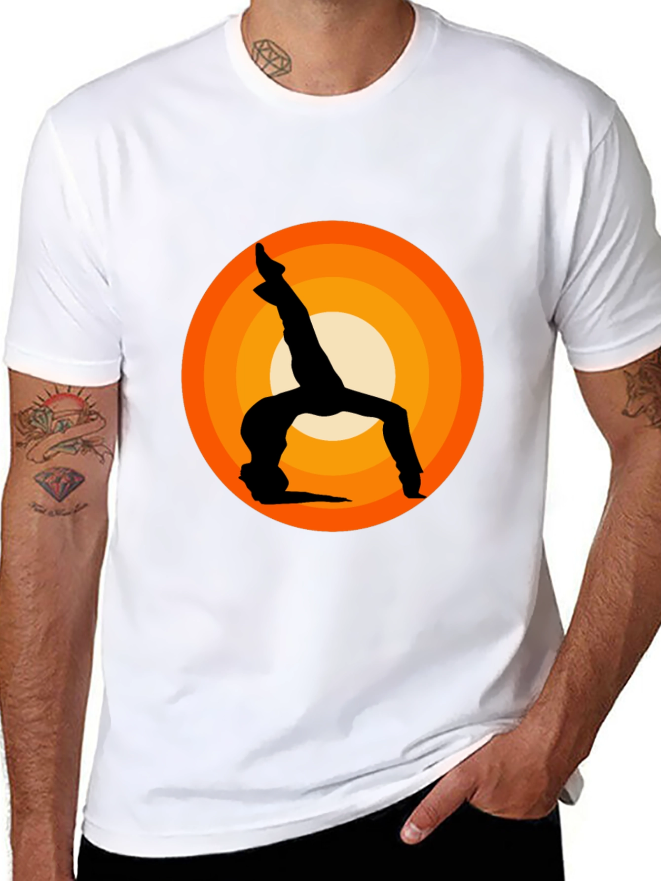 Yoga Silhouette Graphic Tee - Black Cotton Blend