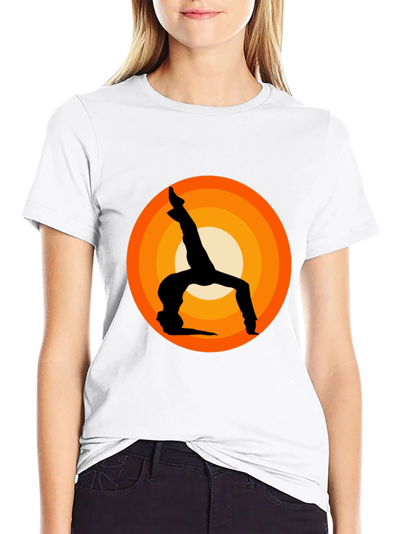 Yoga Silhouette Graphic Tee - Black Cotton Blend
