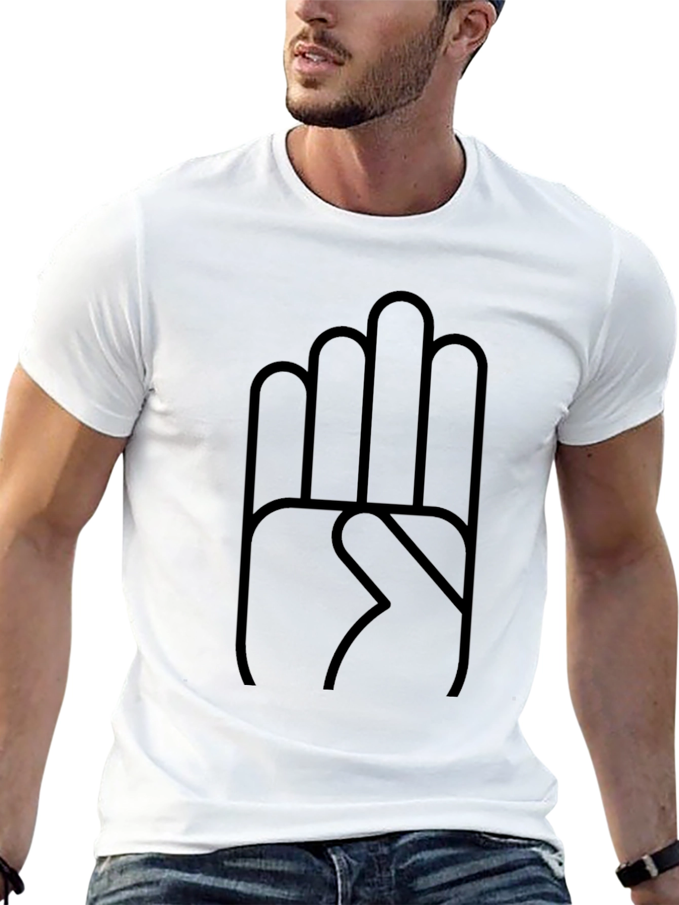 Graphic Hand Print Black T-Shirt