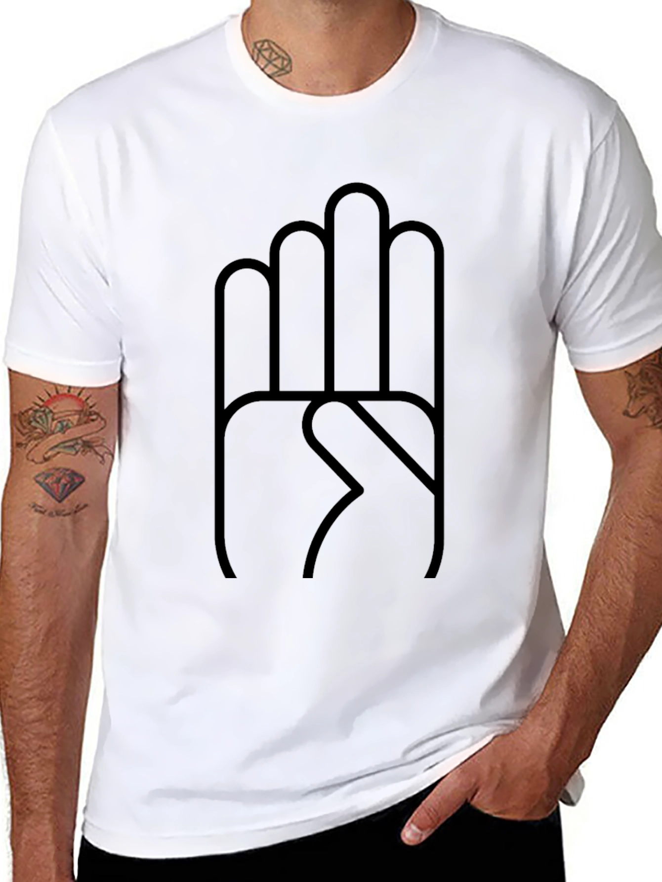 Graphic Hand Print Black T-Shirt