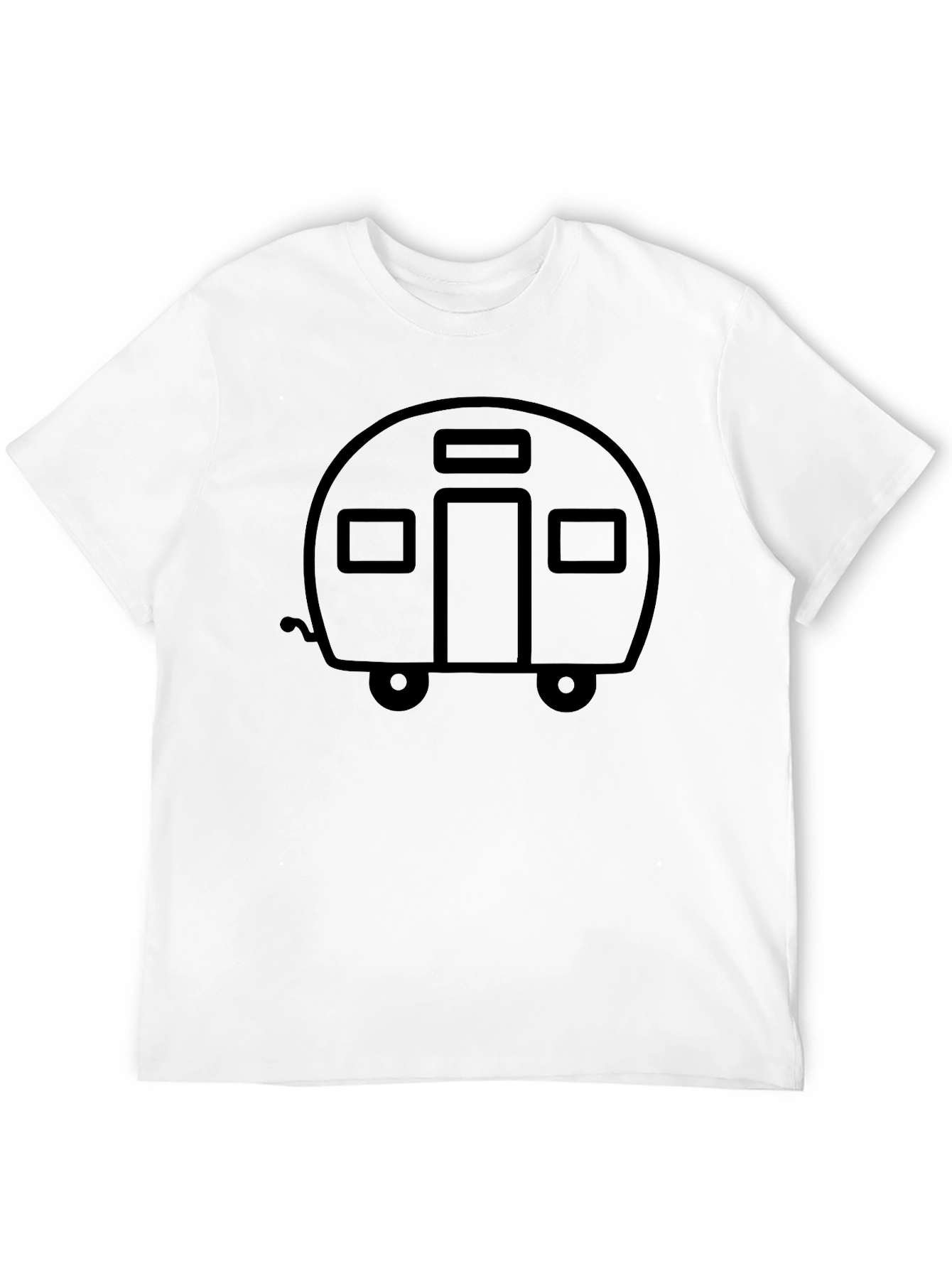 Retro Camper Graphic Tee - Black Cotton T-Shirt
