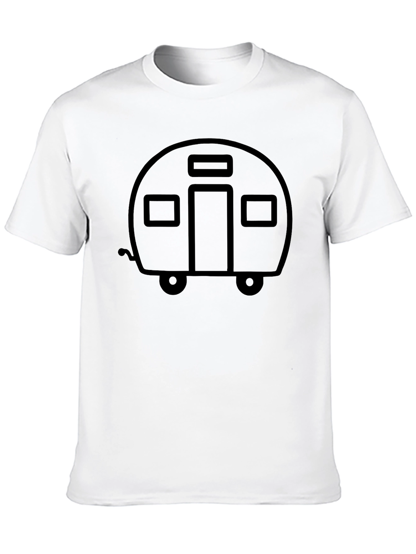 Retro Camper Graphic Tee - Black Cotton T-Shirt