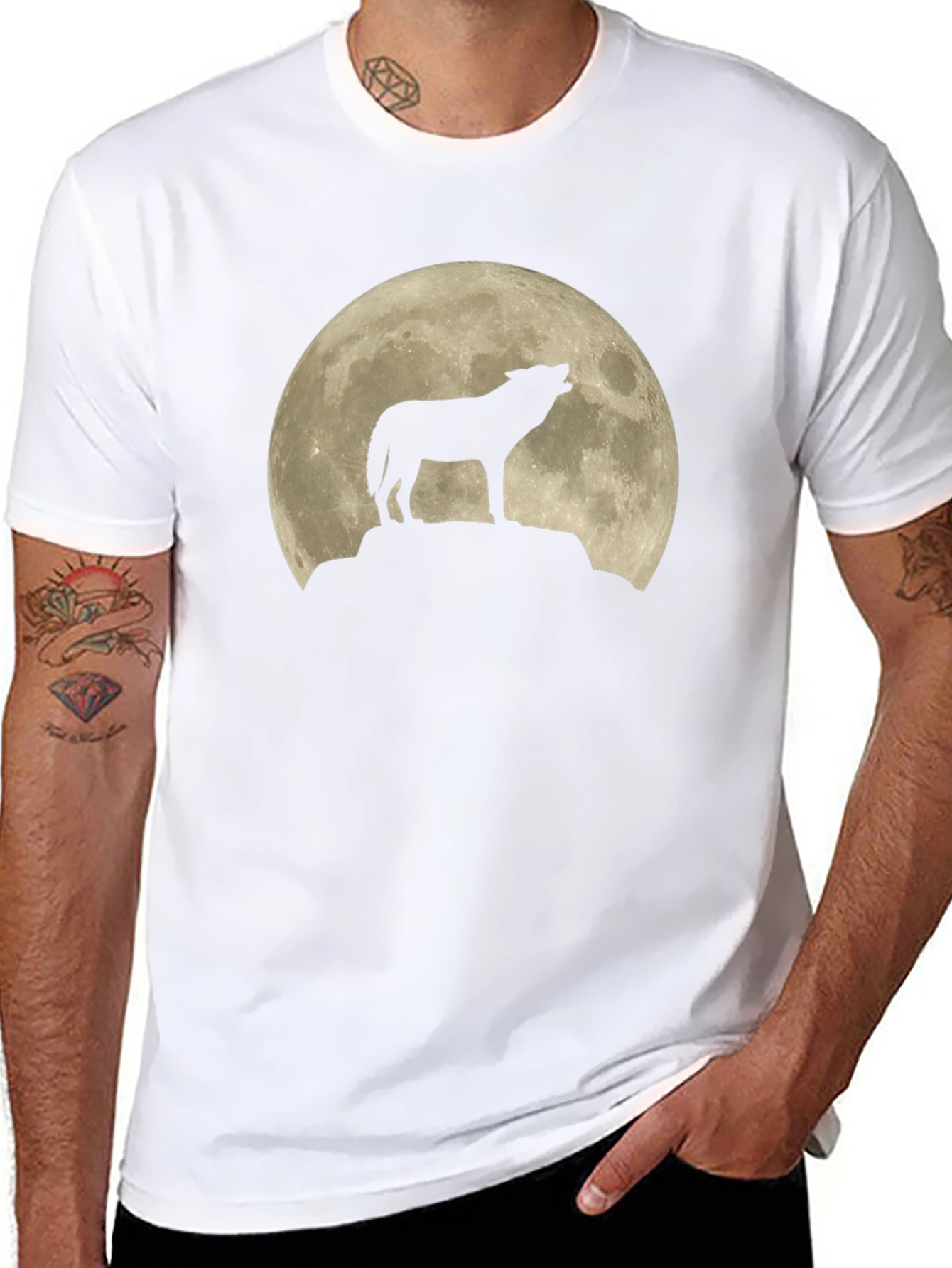 Wolf Moon Silhouette T-Shirt - Black