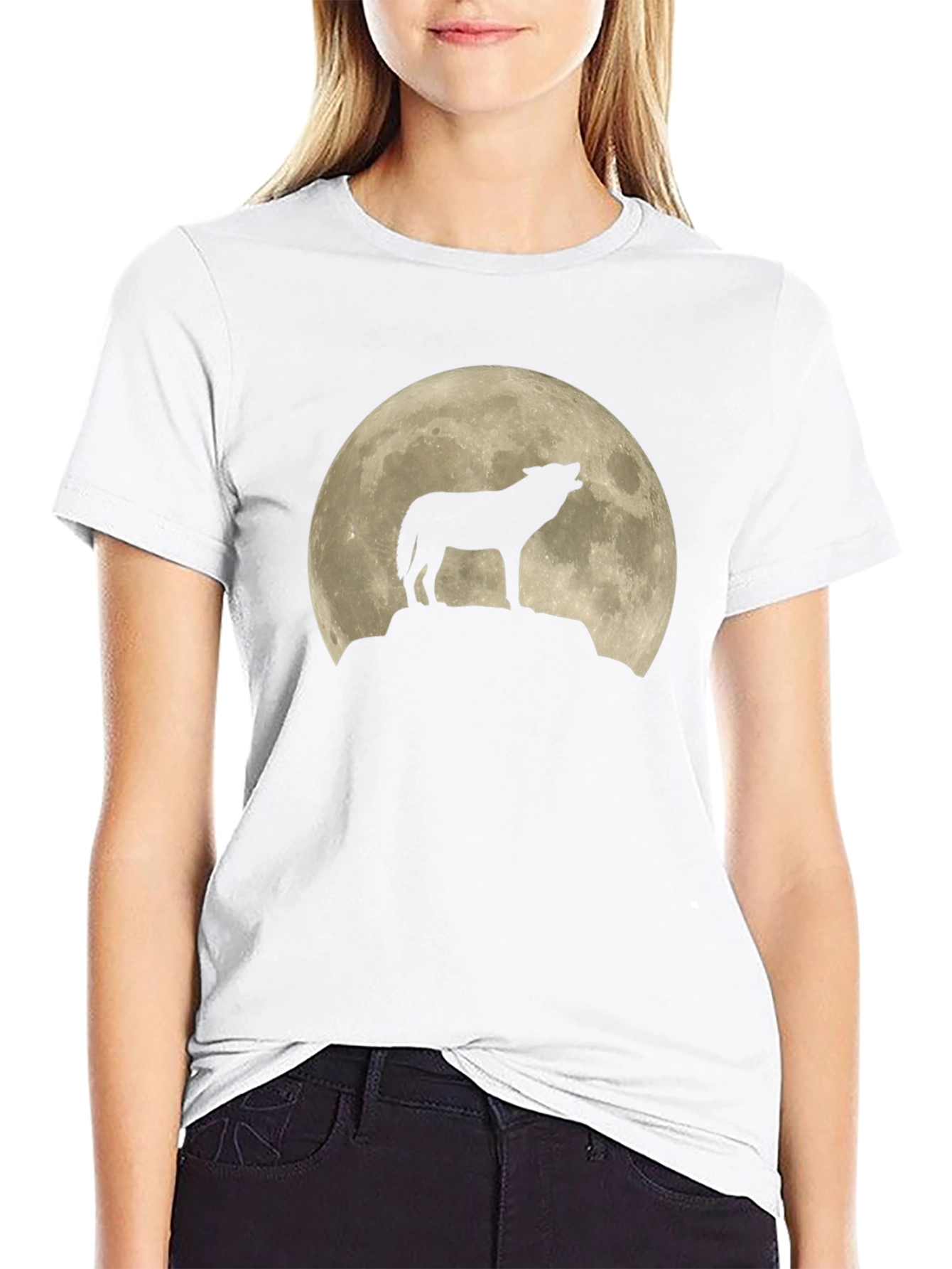 Wolf Moon Silhouette T-Shirt - Black