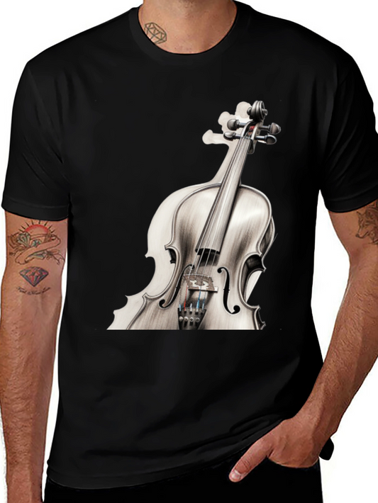 Violin Graphic Tee - Music Lovers Black T-Shirt