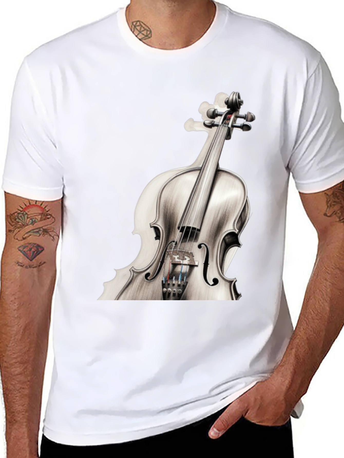 Violin Graphic Tee - Music Lovers Black T-Shirt