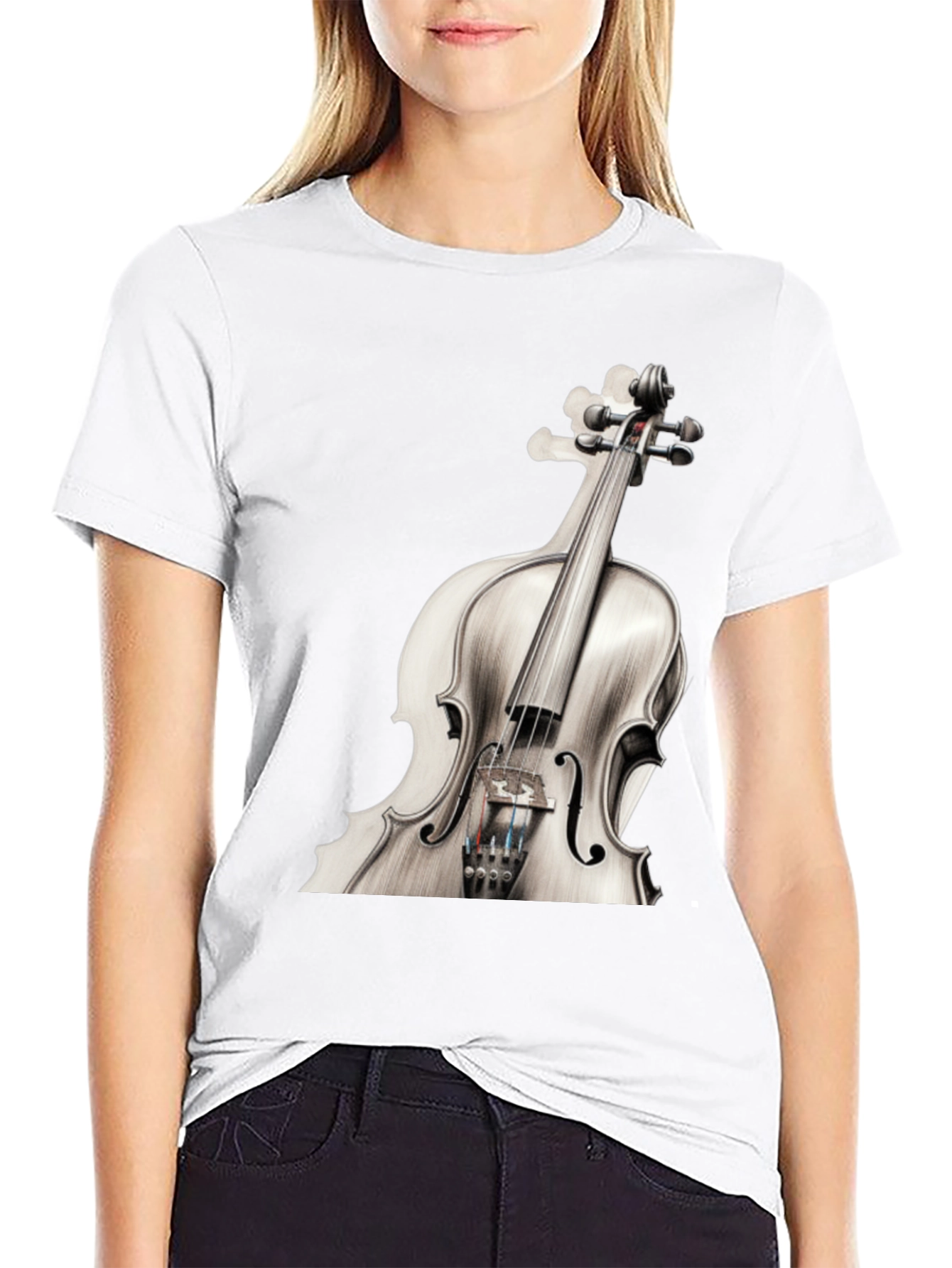 Violin Graphic Tee - Music Lovers Black T-Shirt