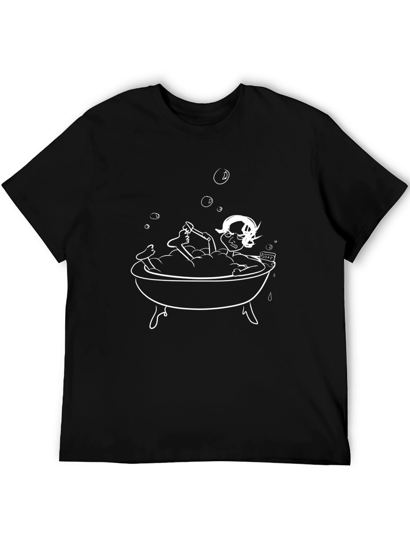 Fun Cartoon Bathtub Black T-Shirt